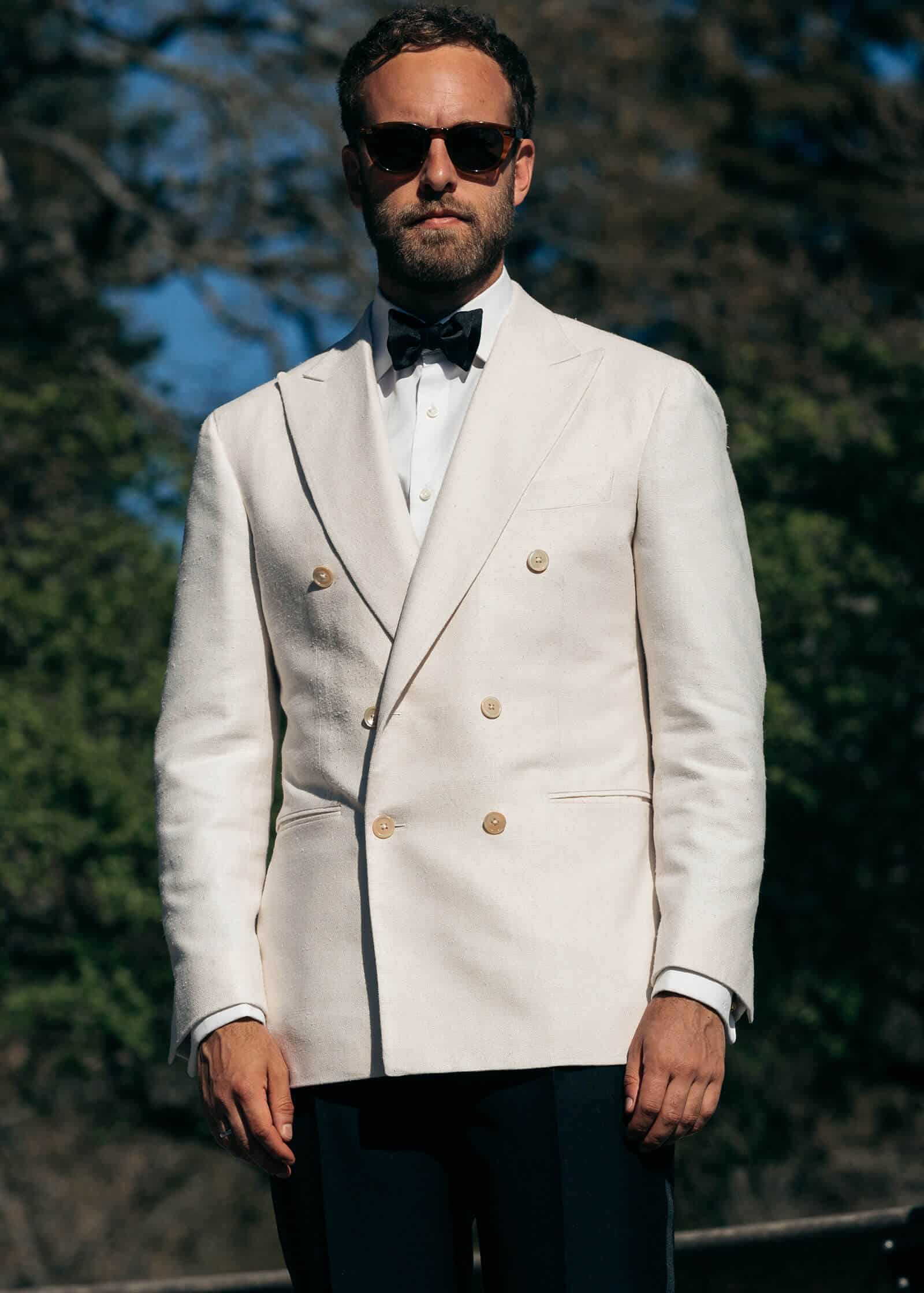 Weinas White Dupioni Silk Dinner Jacket