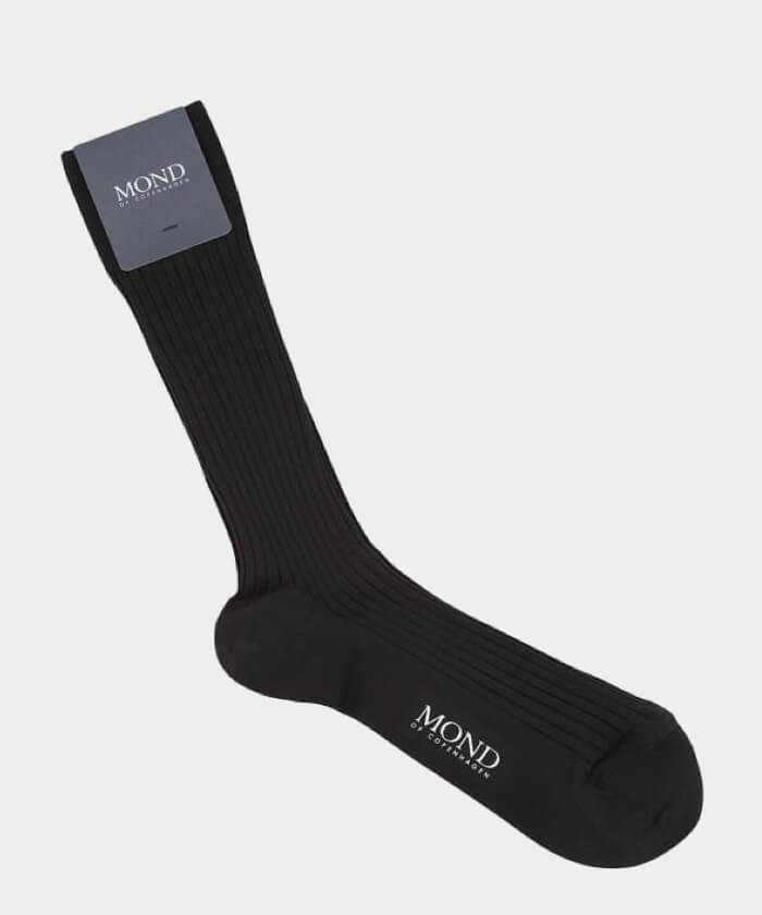 Black Ribbed One-Size Socks - Mond