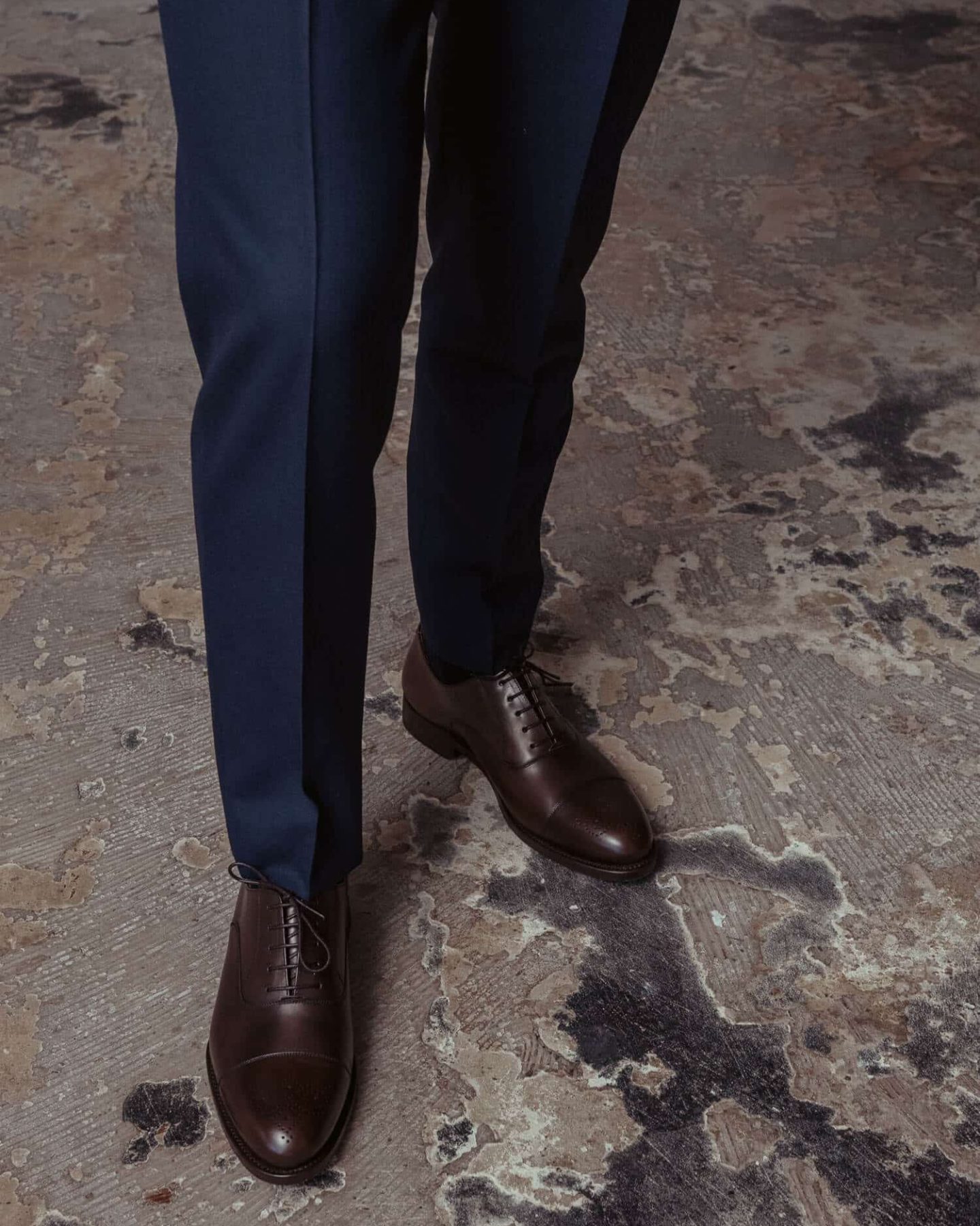 Scandi navy fine hopsack trousers