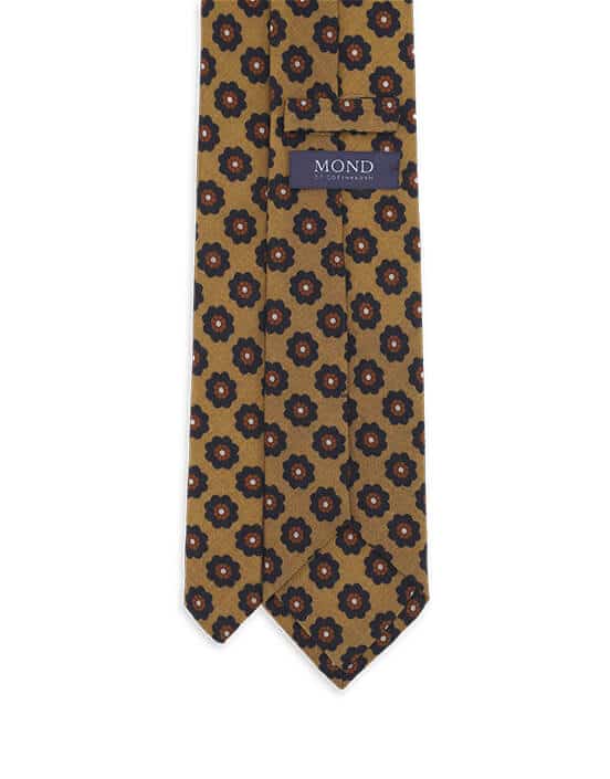 Gold Wool Tie – Floral-patterned Necktie - Mond