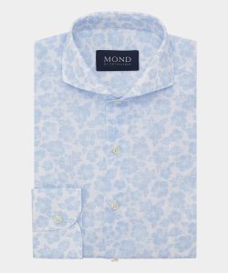 Light Blue Floral Print linen shirt
