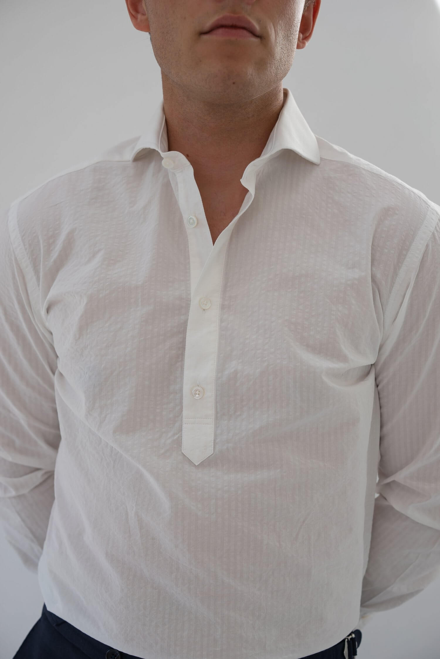 off-white seersucker shirt