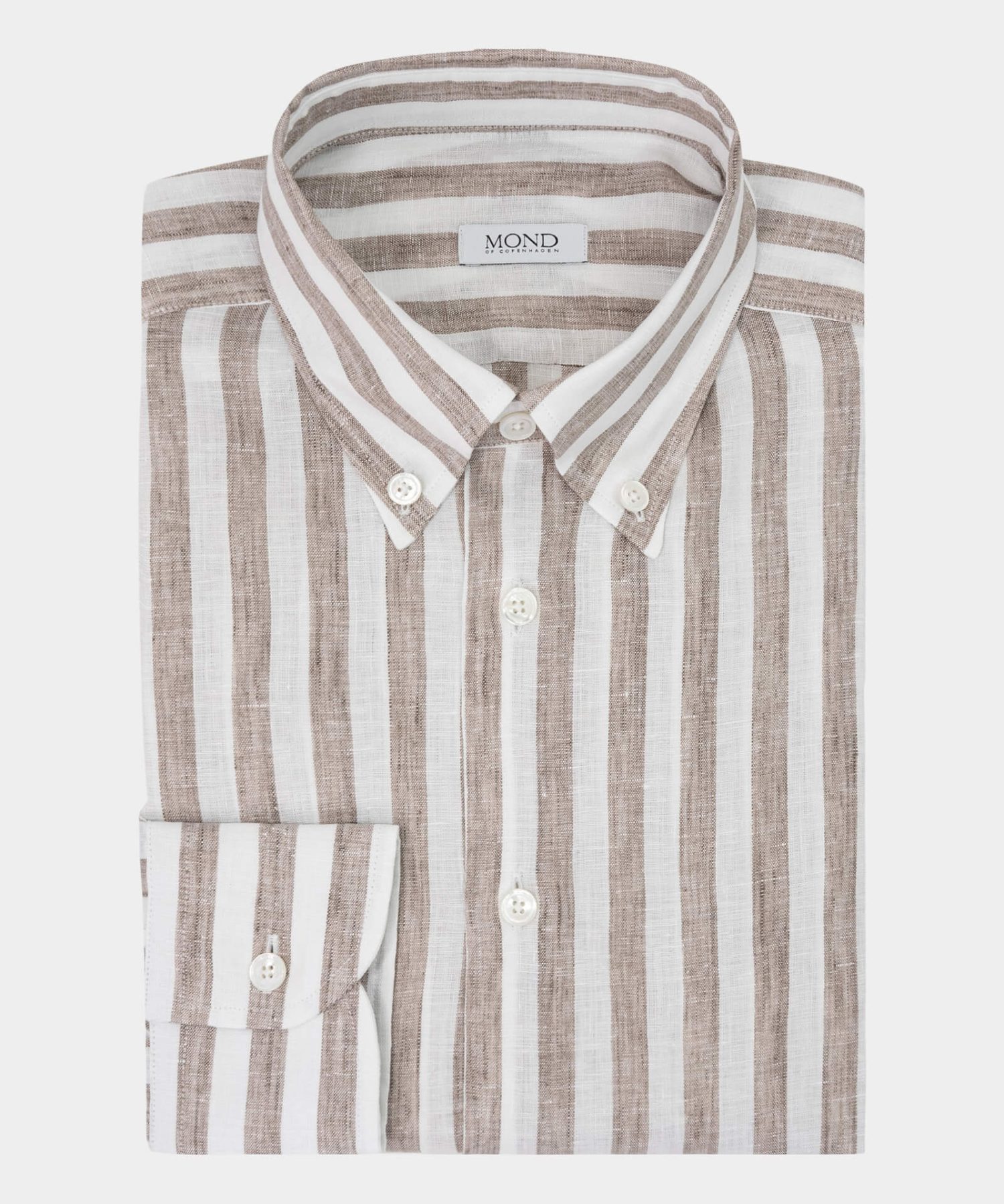 White_Brown Butcher Stripe Linen shirt