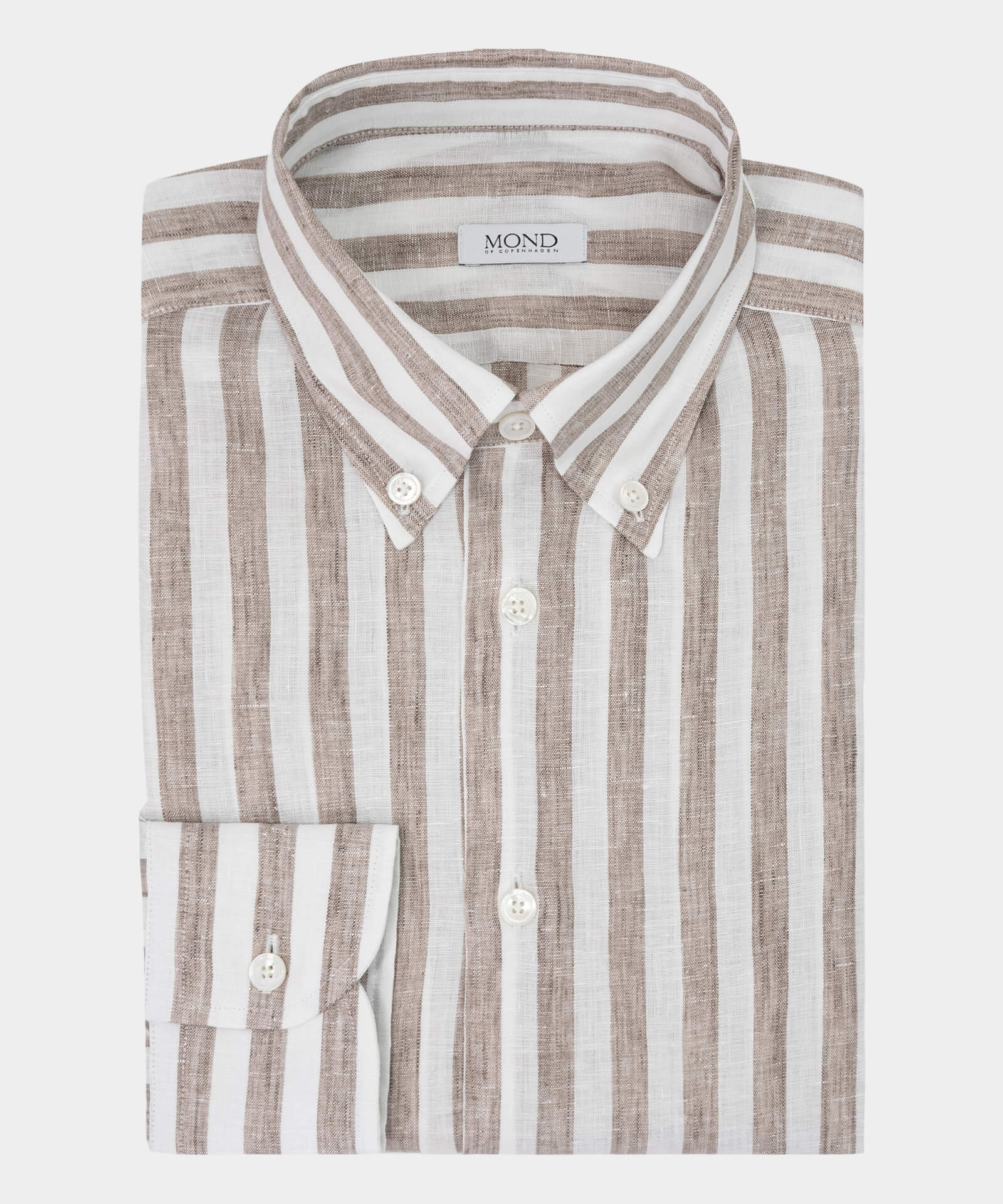 White_Brown Butcher Stripe Linen shirt