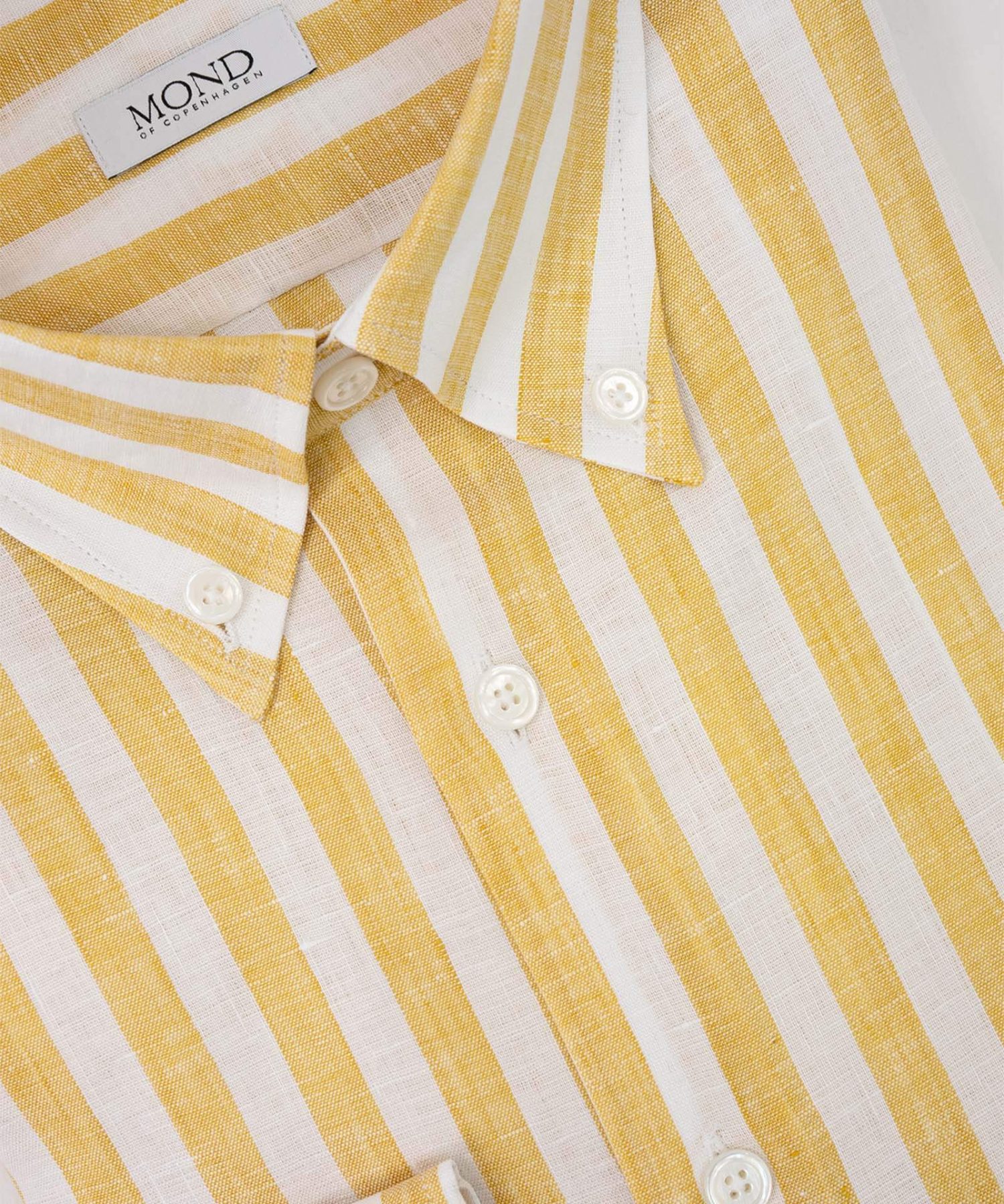White and Yellow Butcher Stripe Linen Details