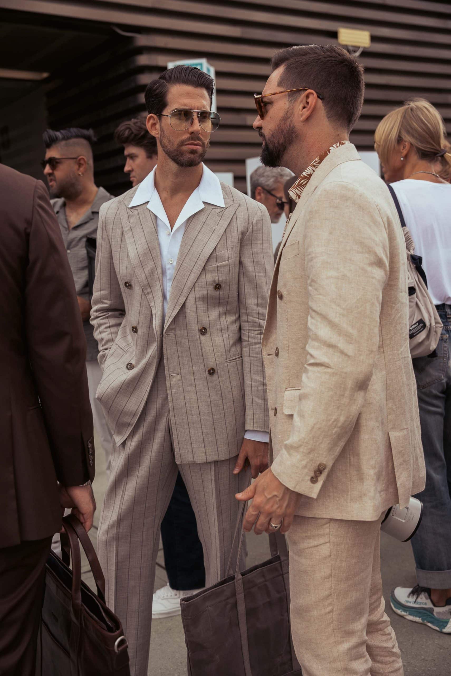 carlos domord wearing a striped suit by mond of copenhagen at pitti uomo 104