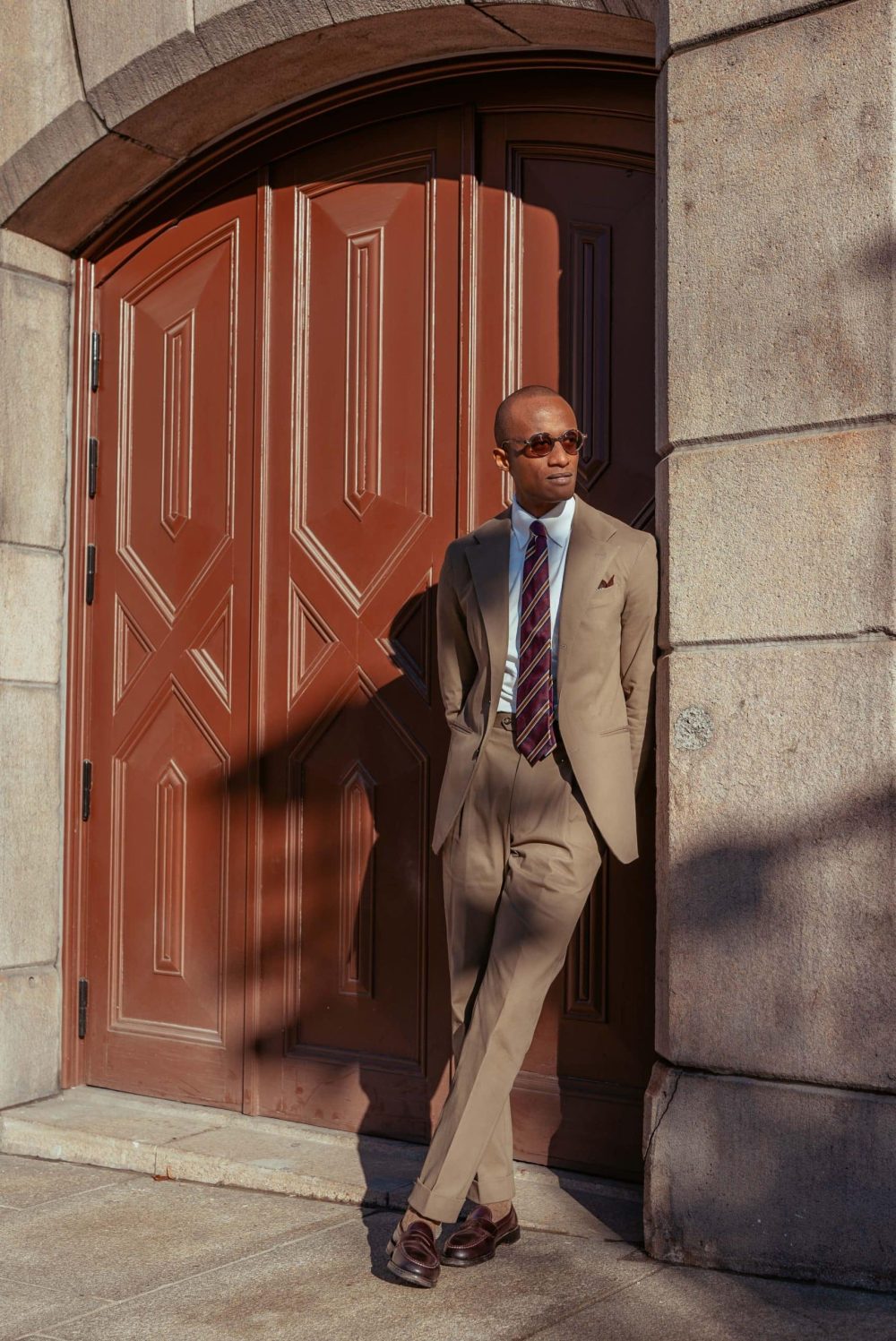 The brown cotton suit