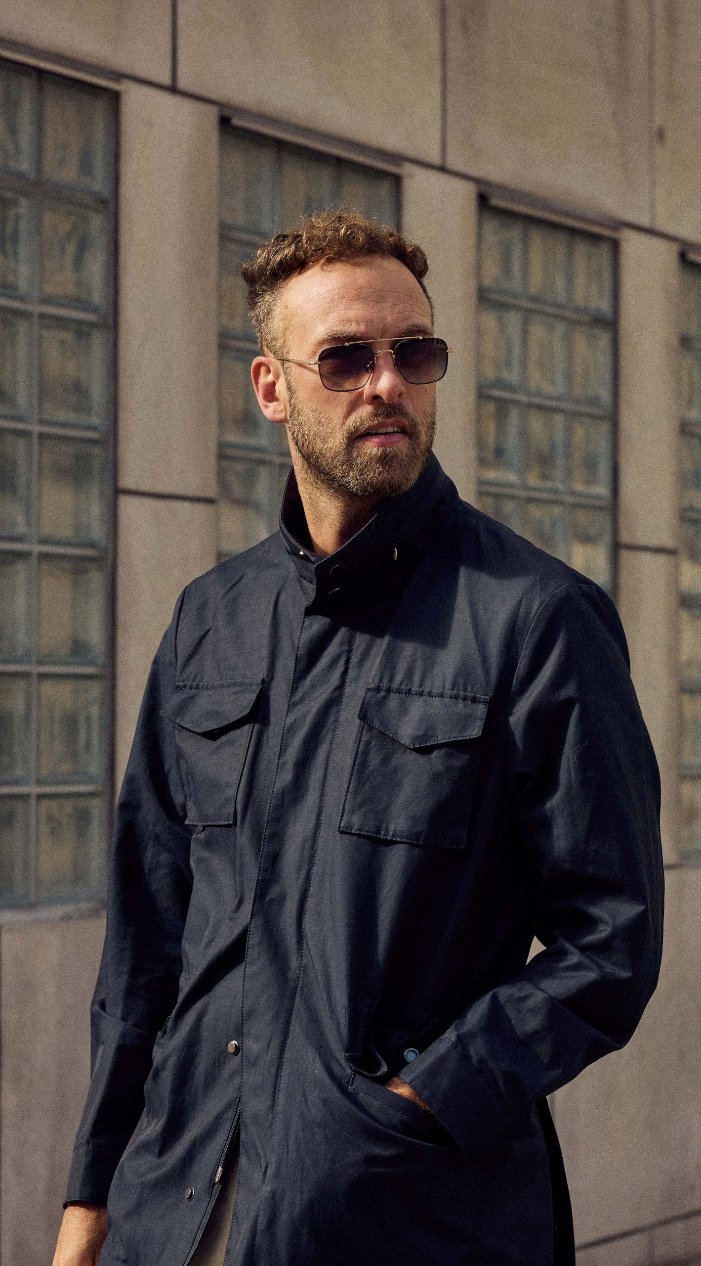 Andreas Weinas in Navy Rain Repellent Field Jacket by Mond