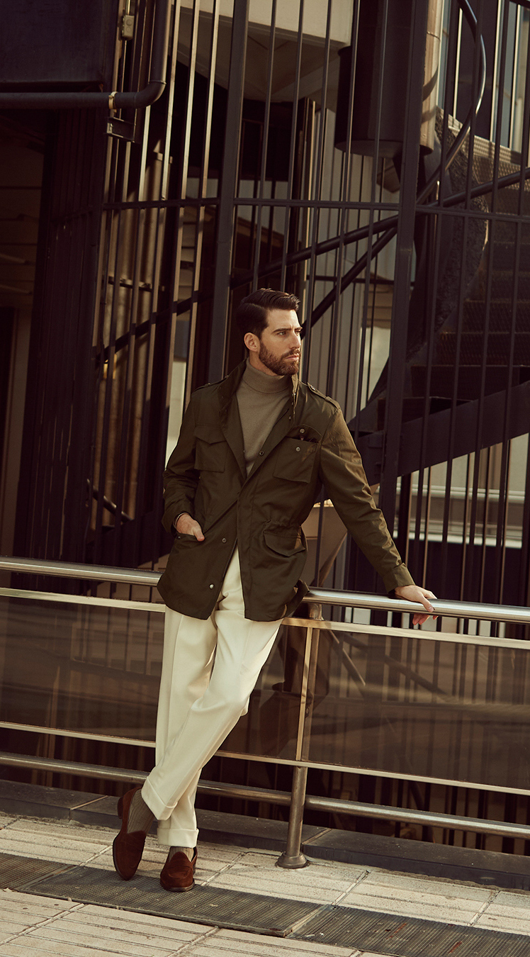 carlos domord in mond custom made olive field jacket