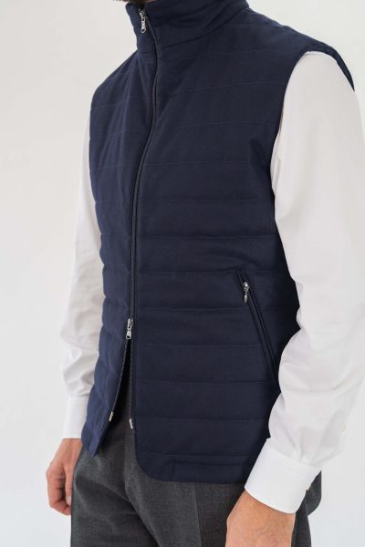 Custom dark blue heavy flannel bodywarmer