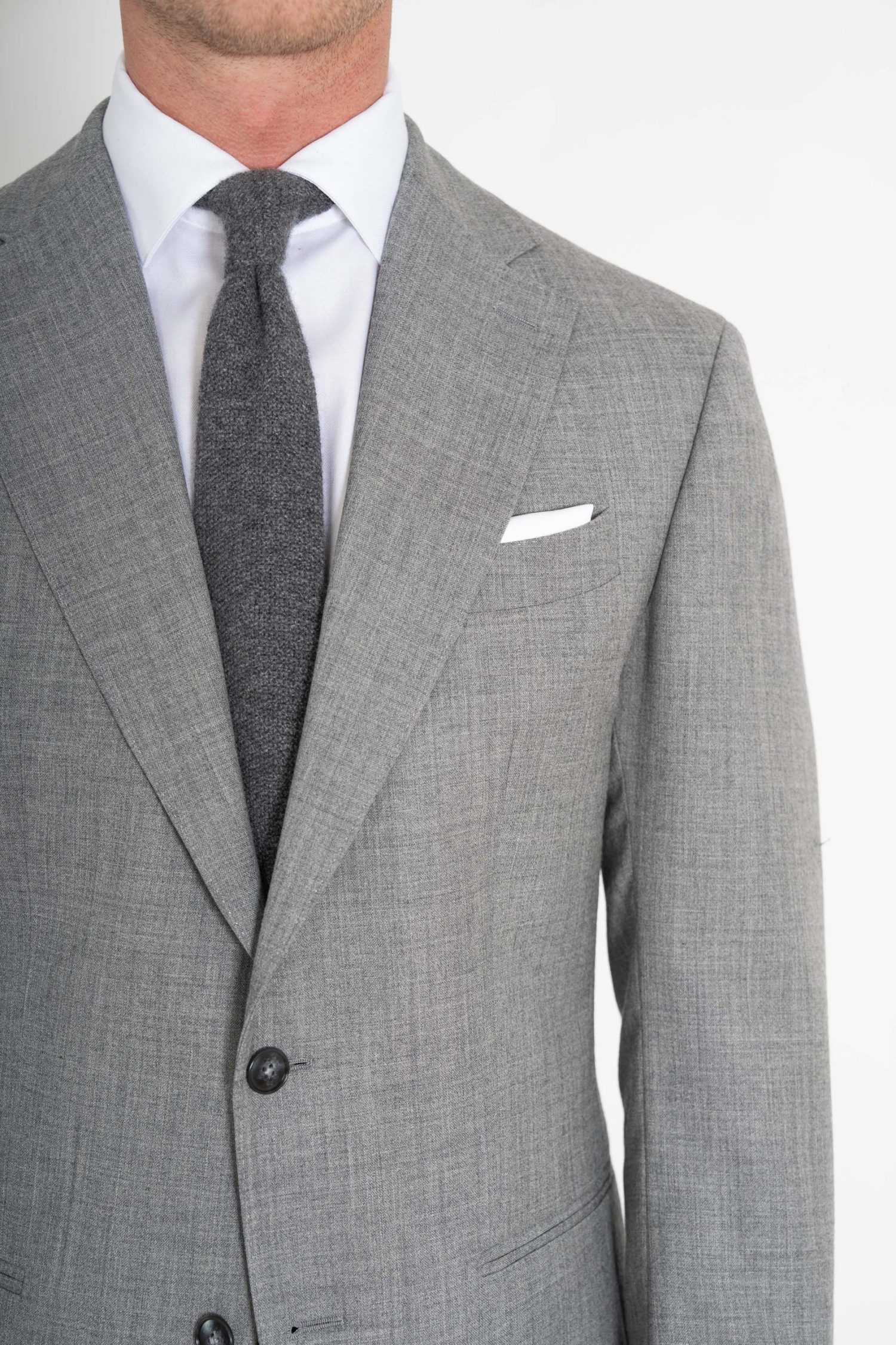 light grey suit in twistair fabric by mond