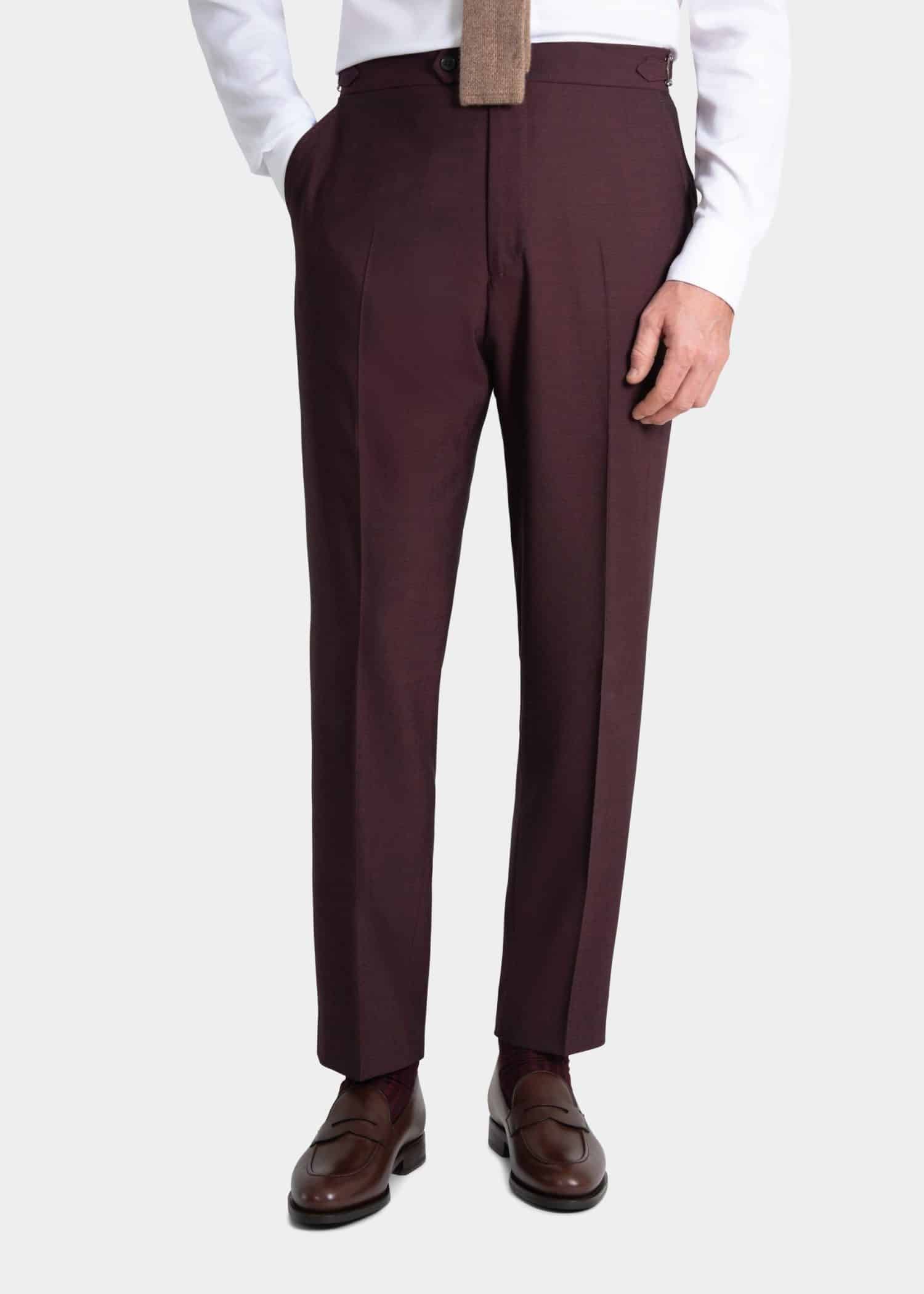 Burgundy suit trousers in twistair fabric
