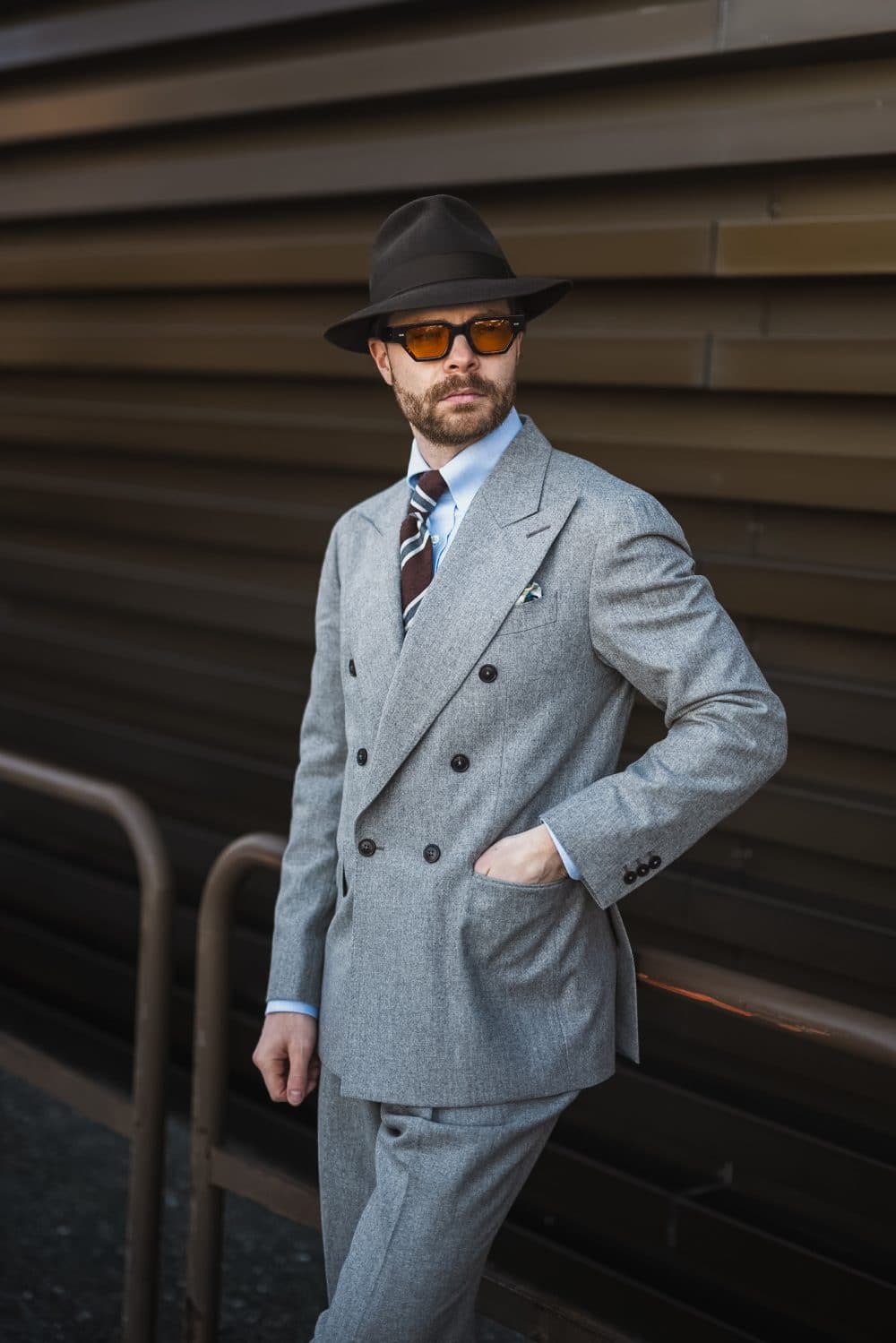 Sartorial finn johan wikkstrom wearing a custom made grey flannel suit by mond at pitti uomo 105