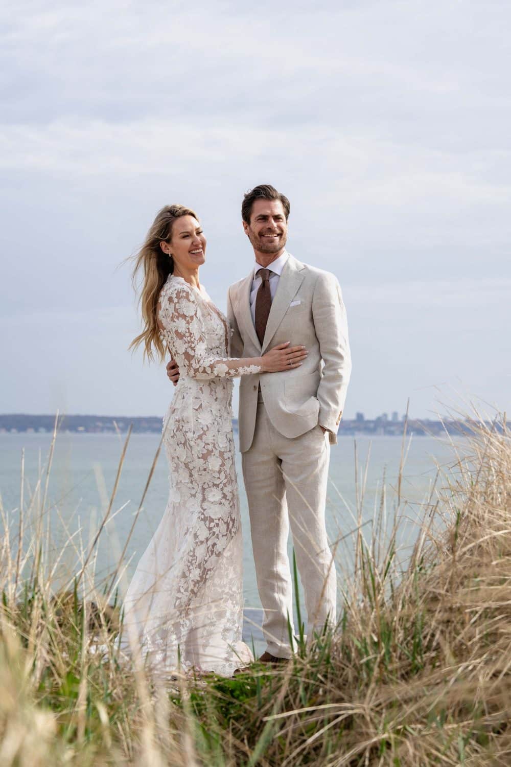Beige linen wedding suit