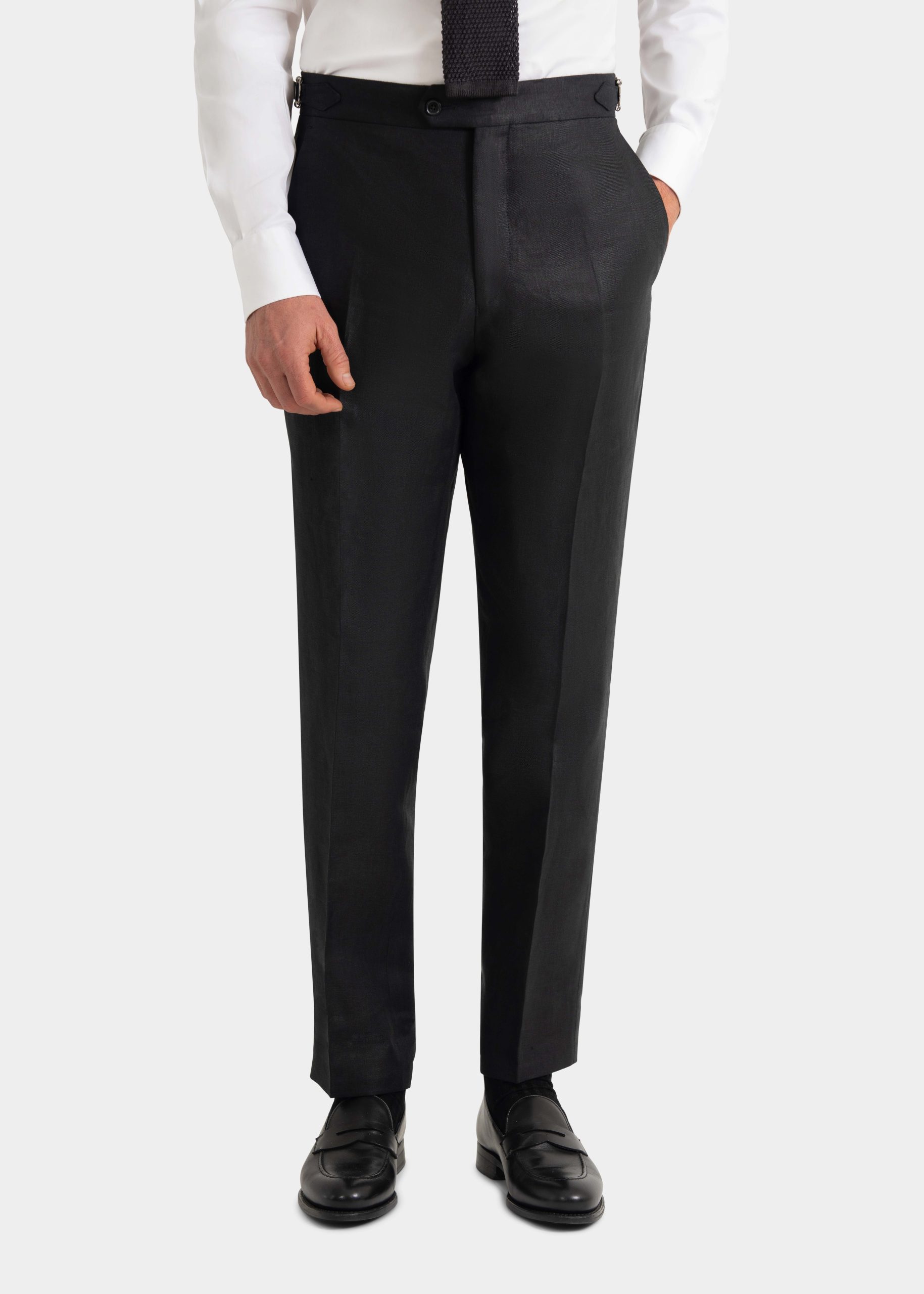 Black Linen Twill Trousers