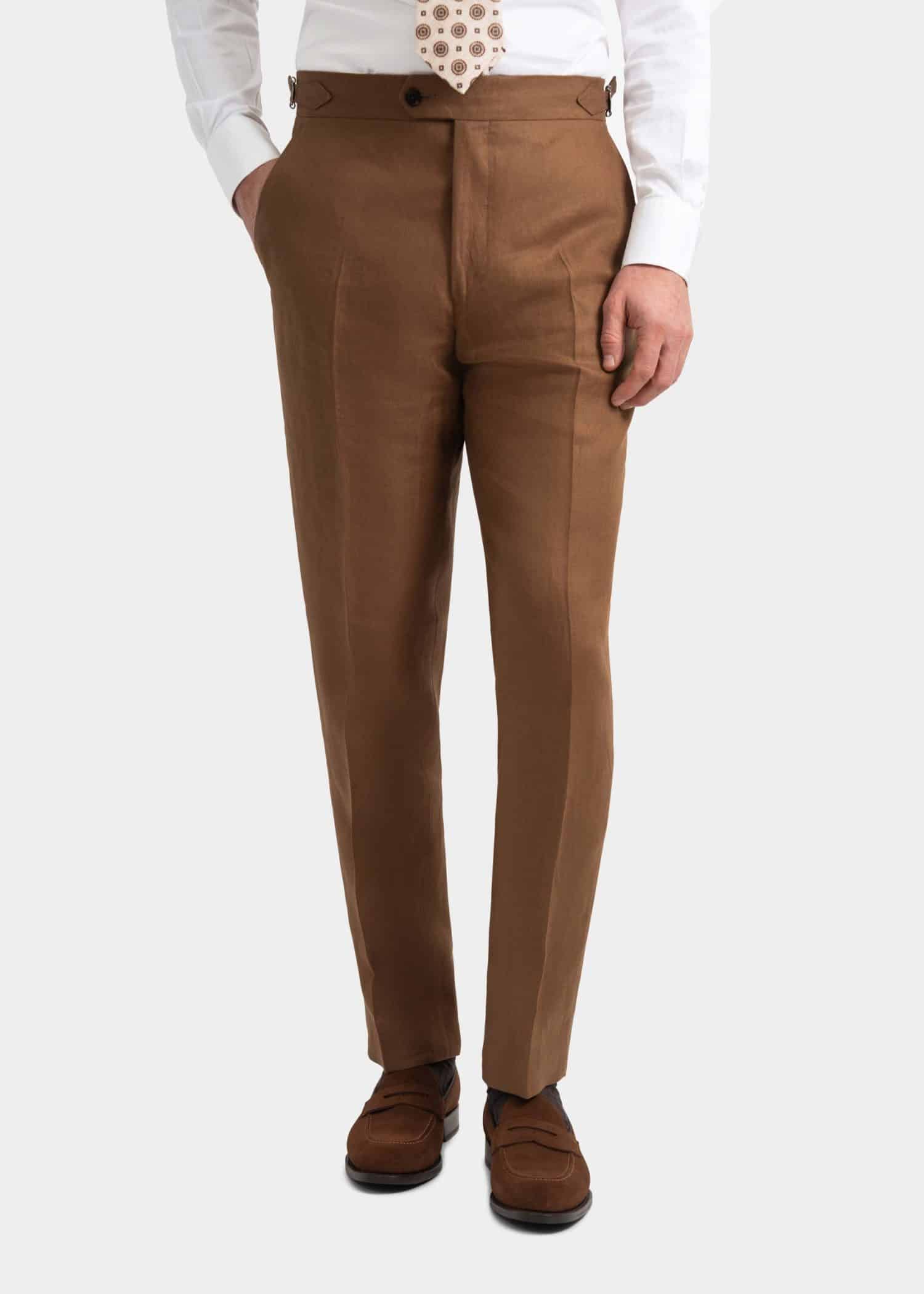 Dark tan linen trousers