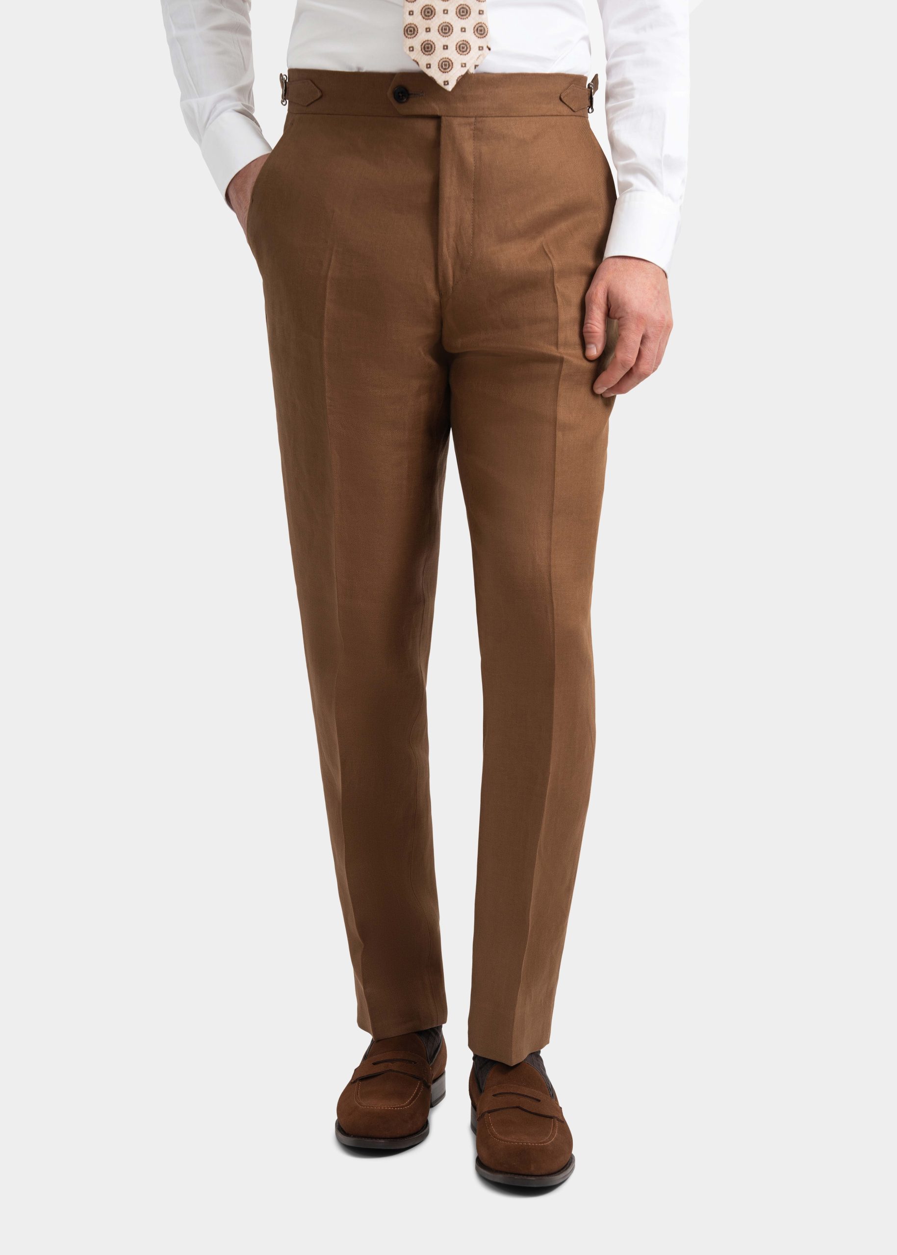 Dark Tan Linen Trousers