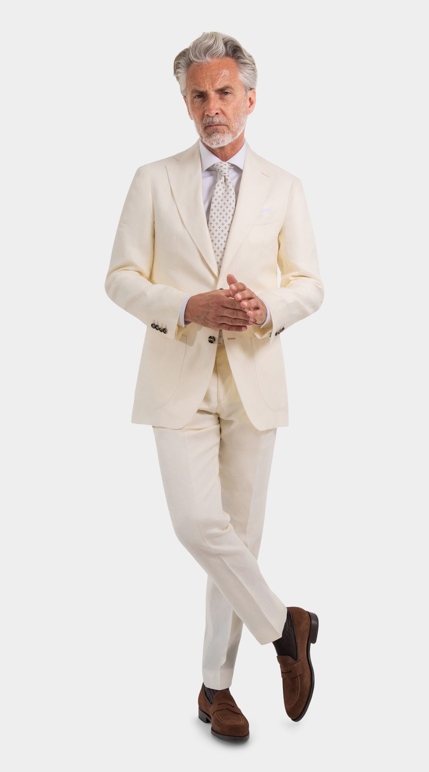 Mond Ivory Linen Twill Suit, herren anzug creme hochzeit