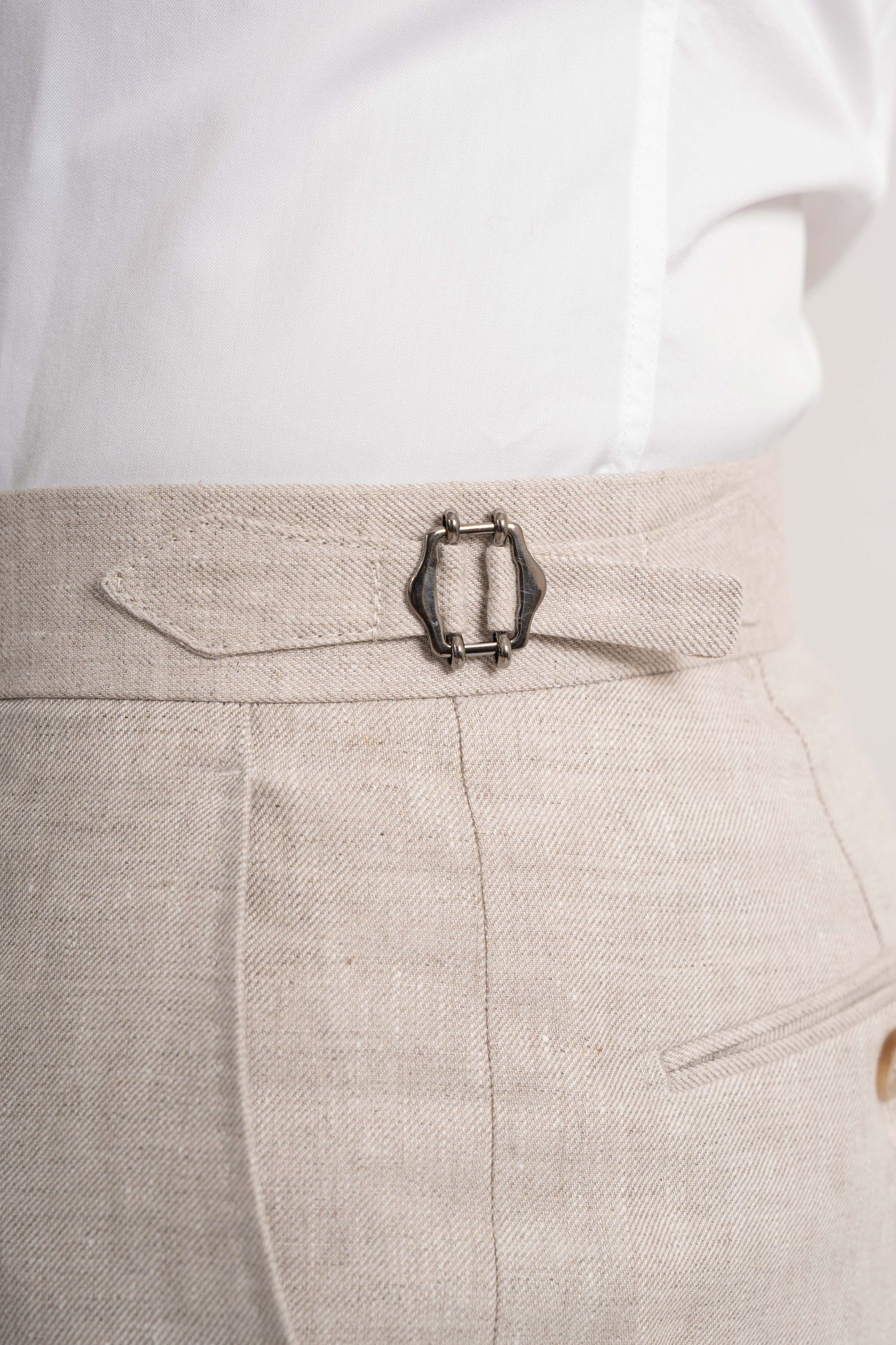 Natural Linen Twill Trousers details