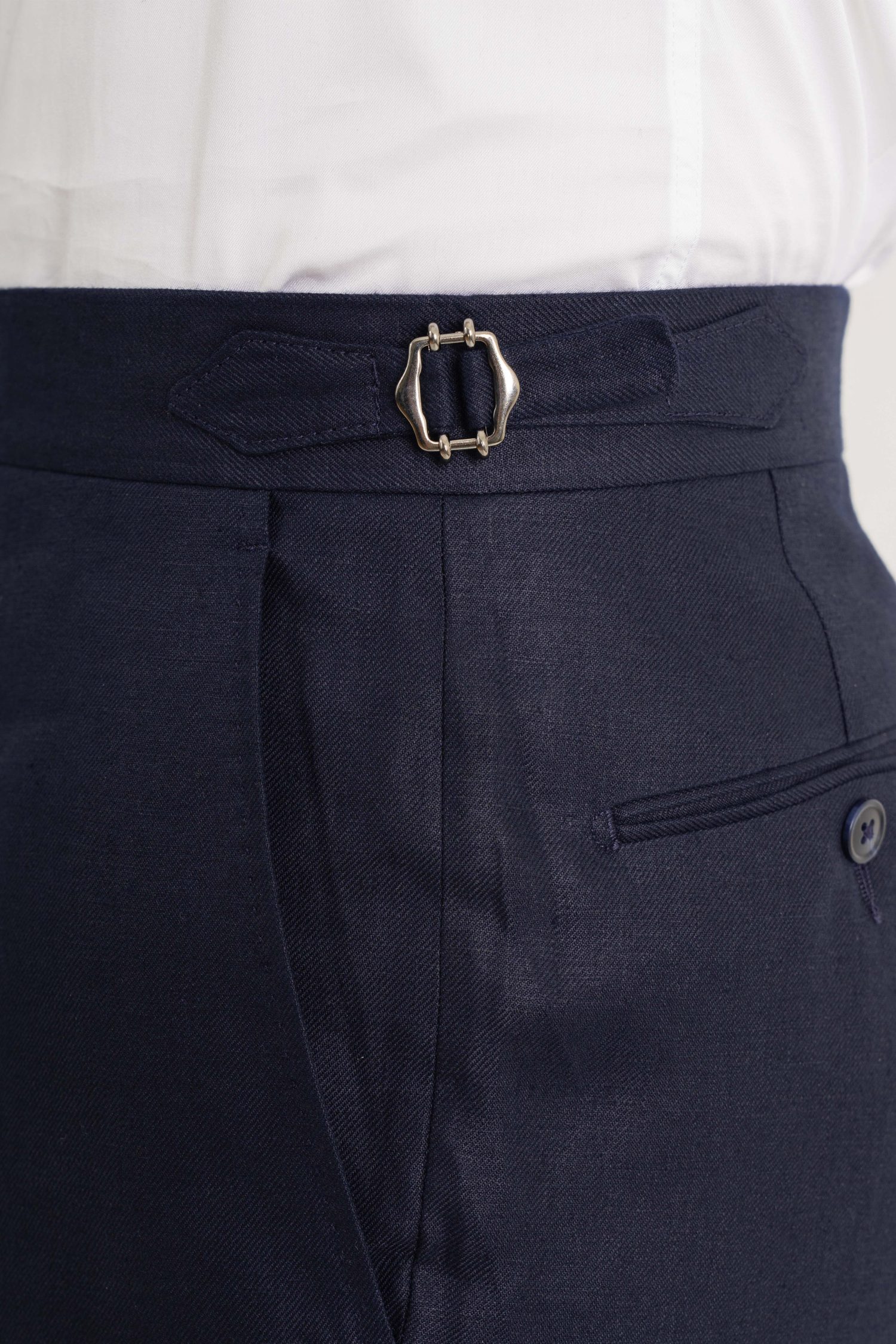 Navy Linen Twill Trousers details