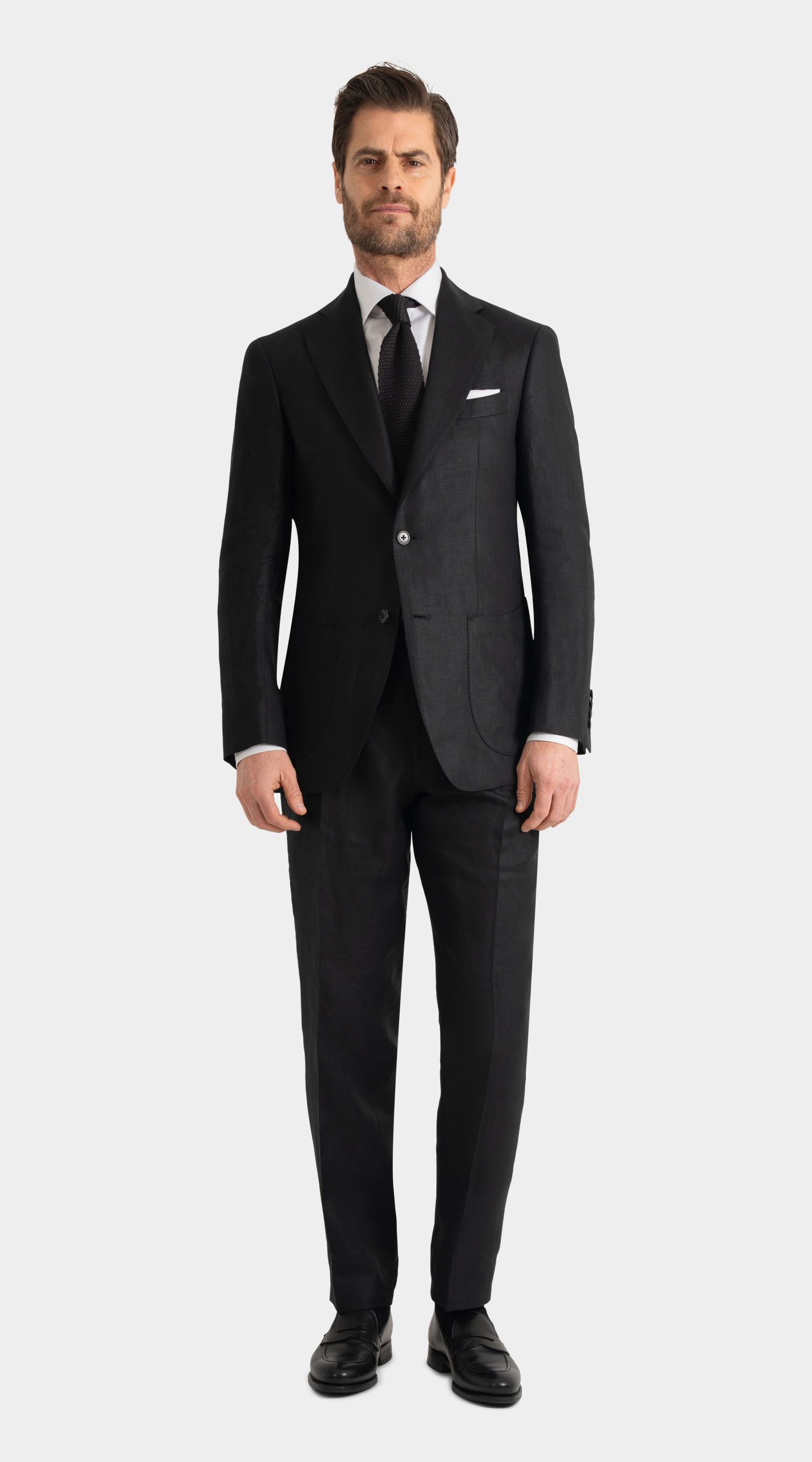 black irish linen suit, custom made by mond
