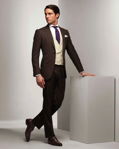 Brown-Chalk-Stripe-Suit-with-Double-Breasted-Vest