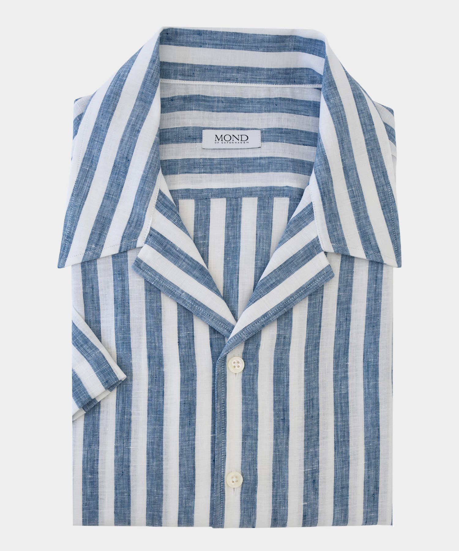White:Blue Butcher Stripe Camp Collar Shirt