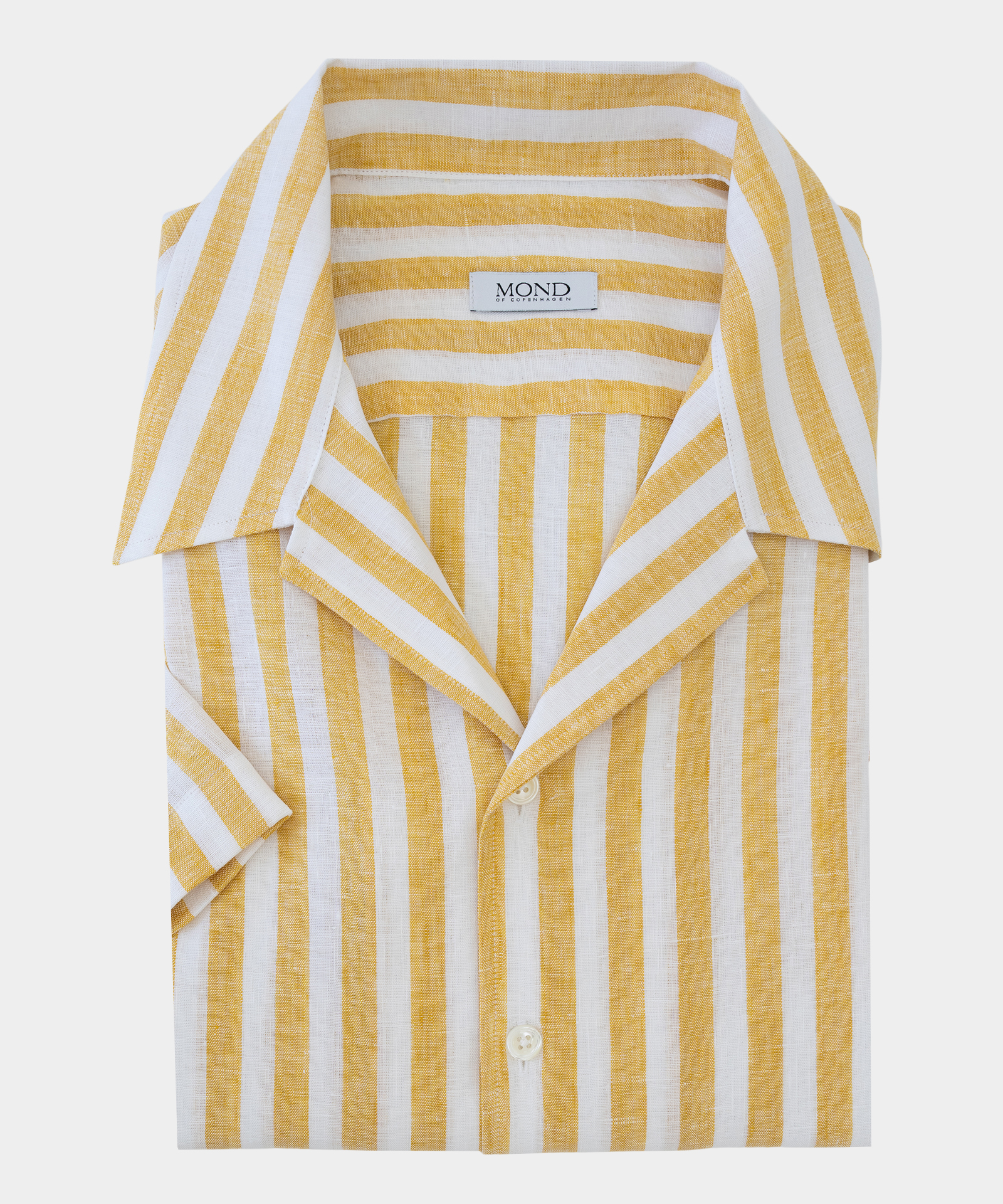 White:Yellow Butcher Stripe Camp Collar Shirt