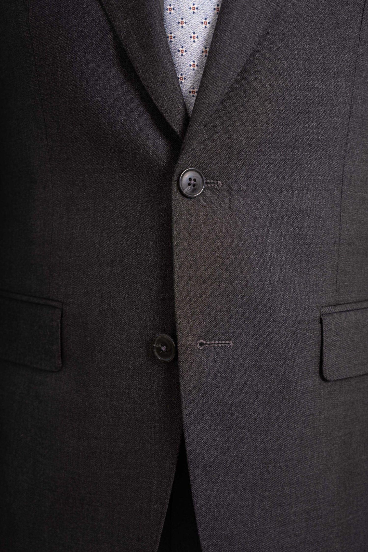 Charcoal Superior Wool Suit Details