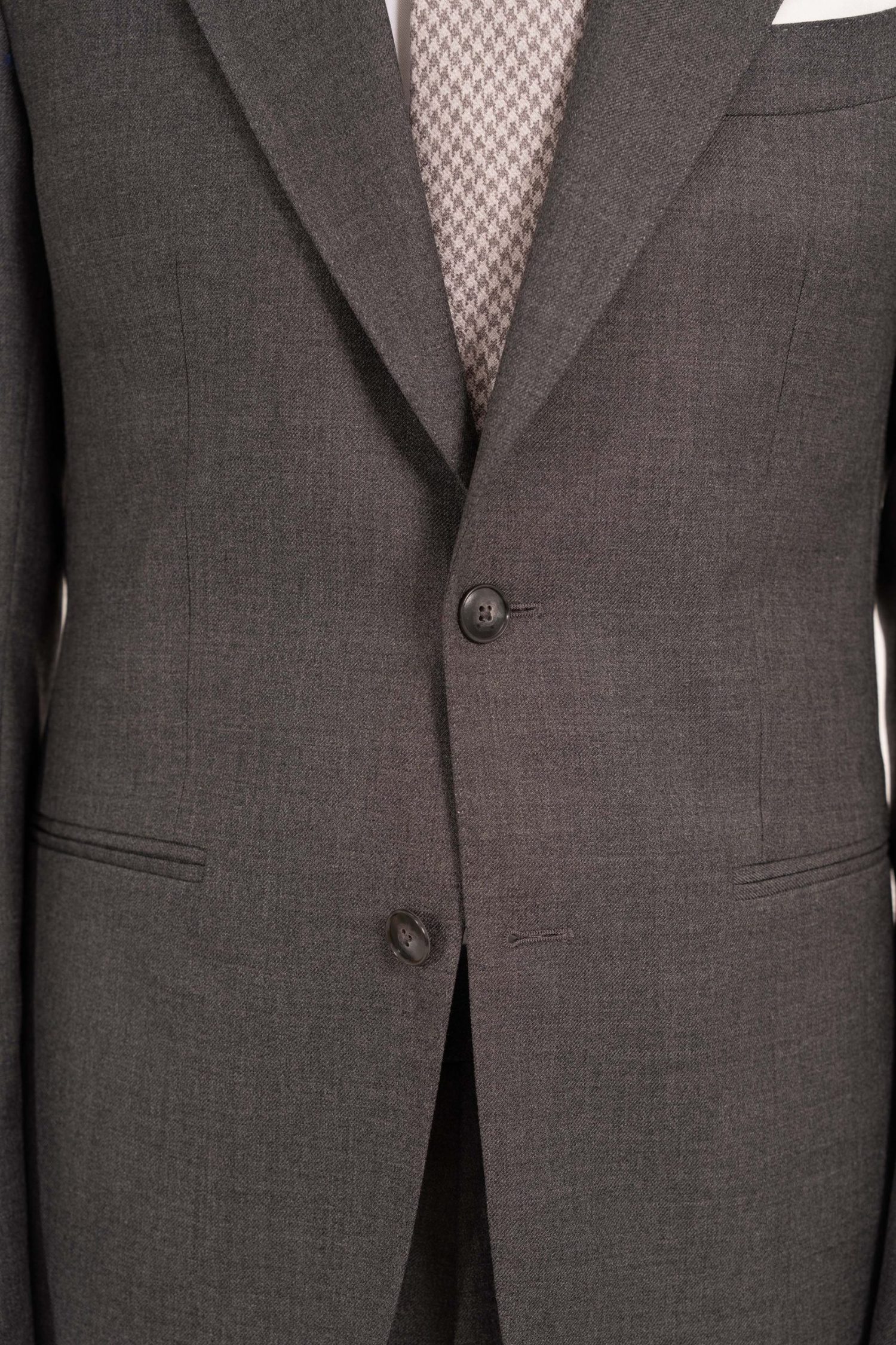 Custom made Grey Superior Wool Suit Details