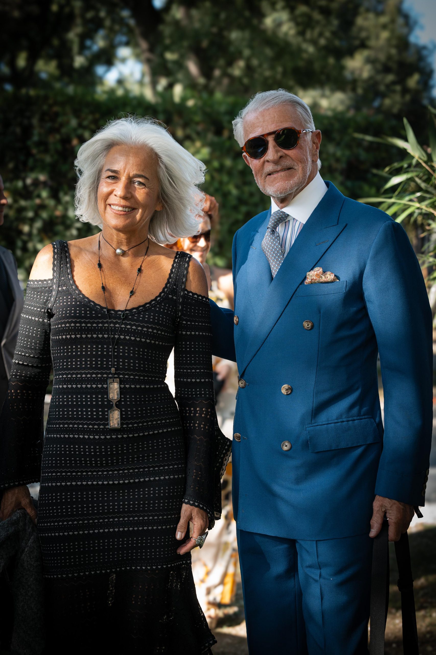 Henrik Hjerl in a blue suit during Pitti Uomo at the Alexander Kraft Tailgating Party