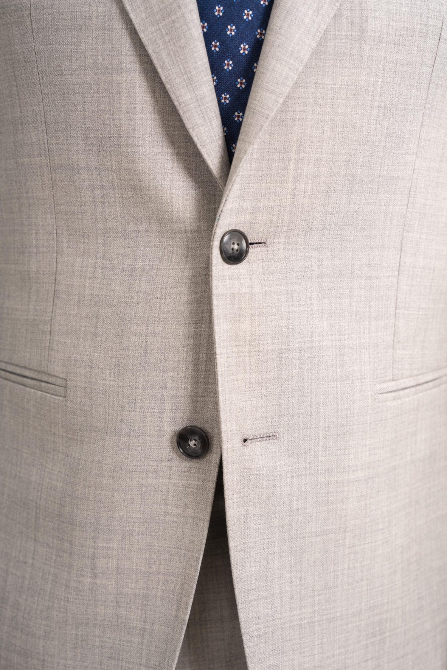 Light Grey Superior Wool Suit Closeup