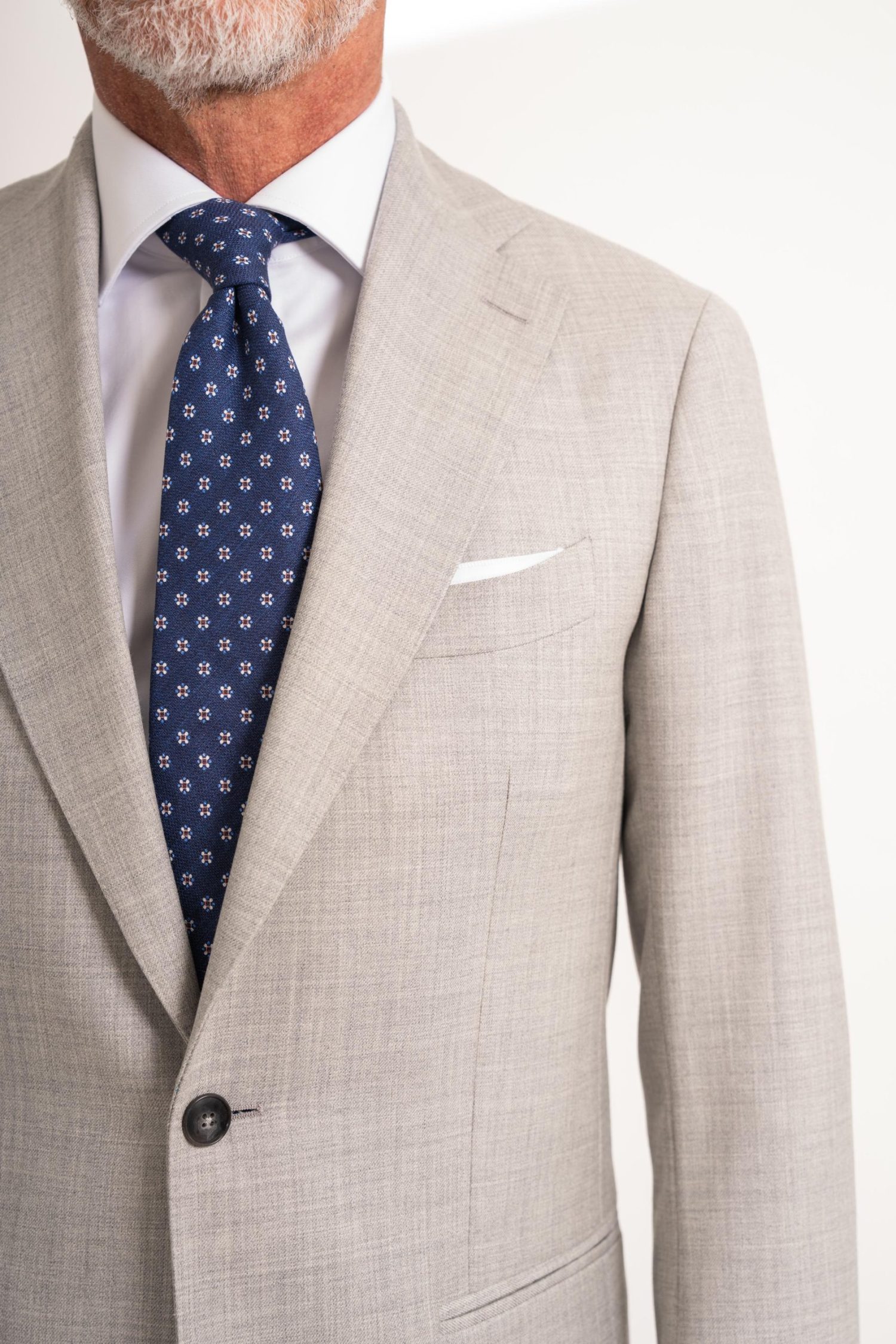 Light Grey Superior Wool Suit Details