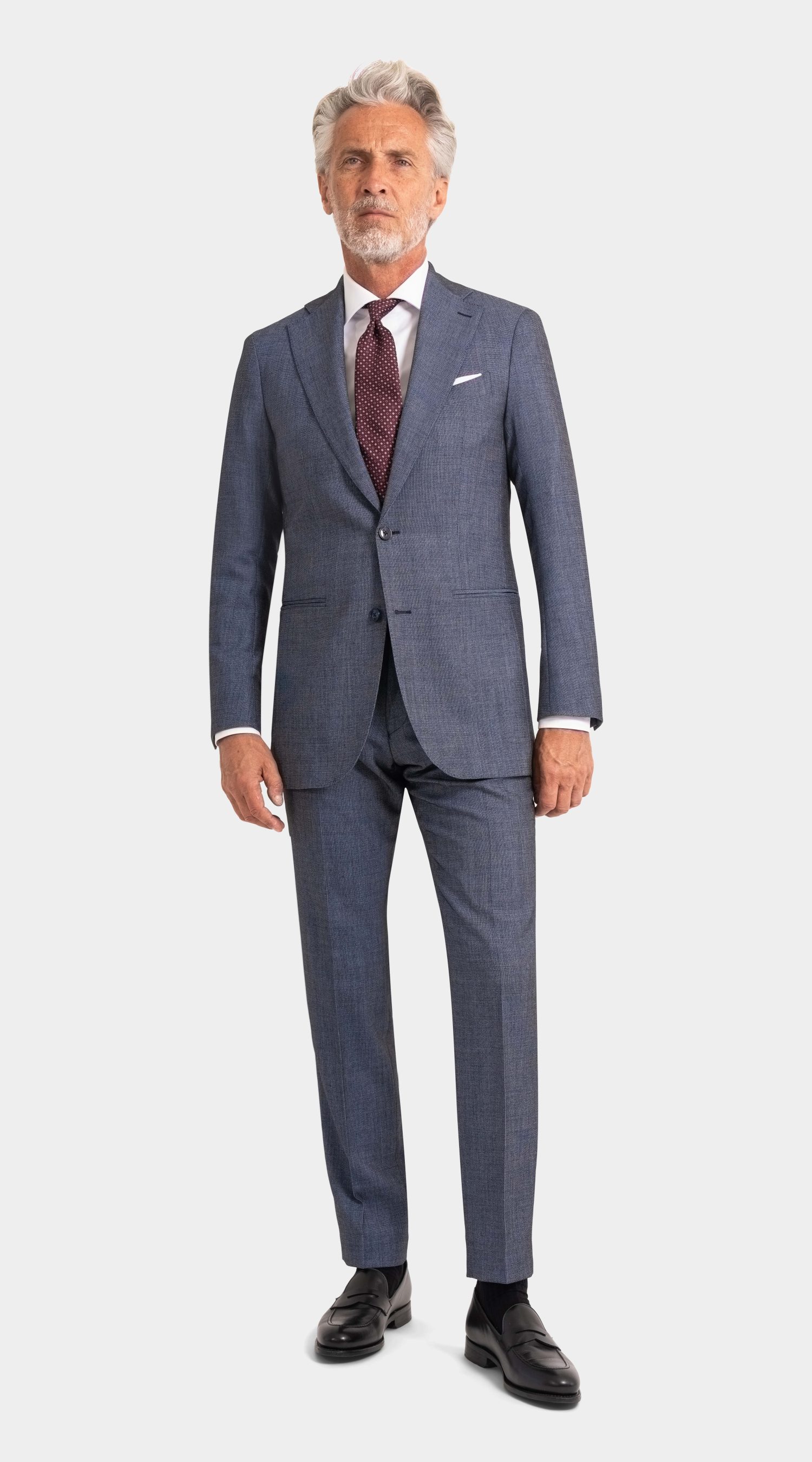 Melange Blue Structured Sharkskin Superior Wool Suit