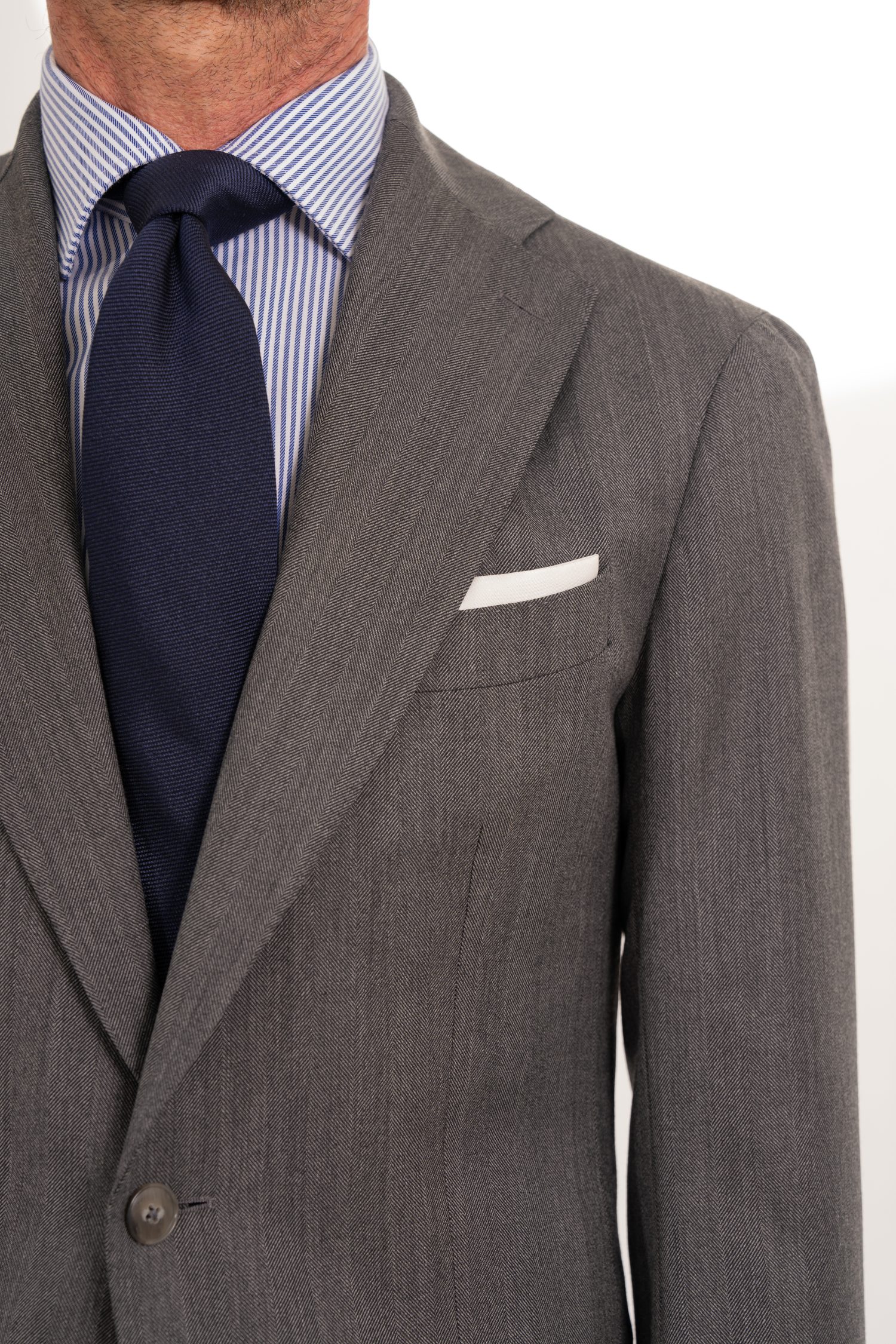 Mond Grey Herringbone Super S130's Suit custom made