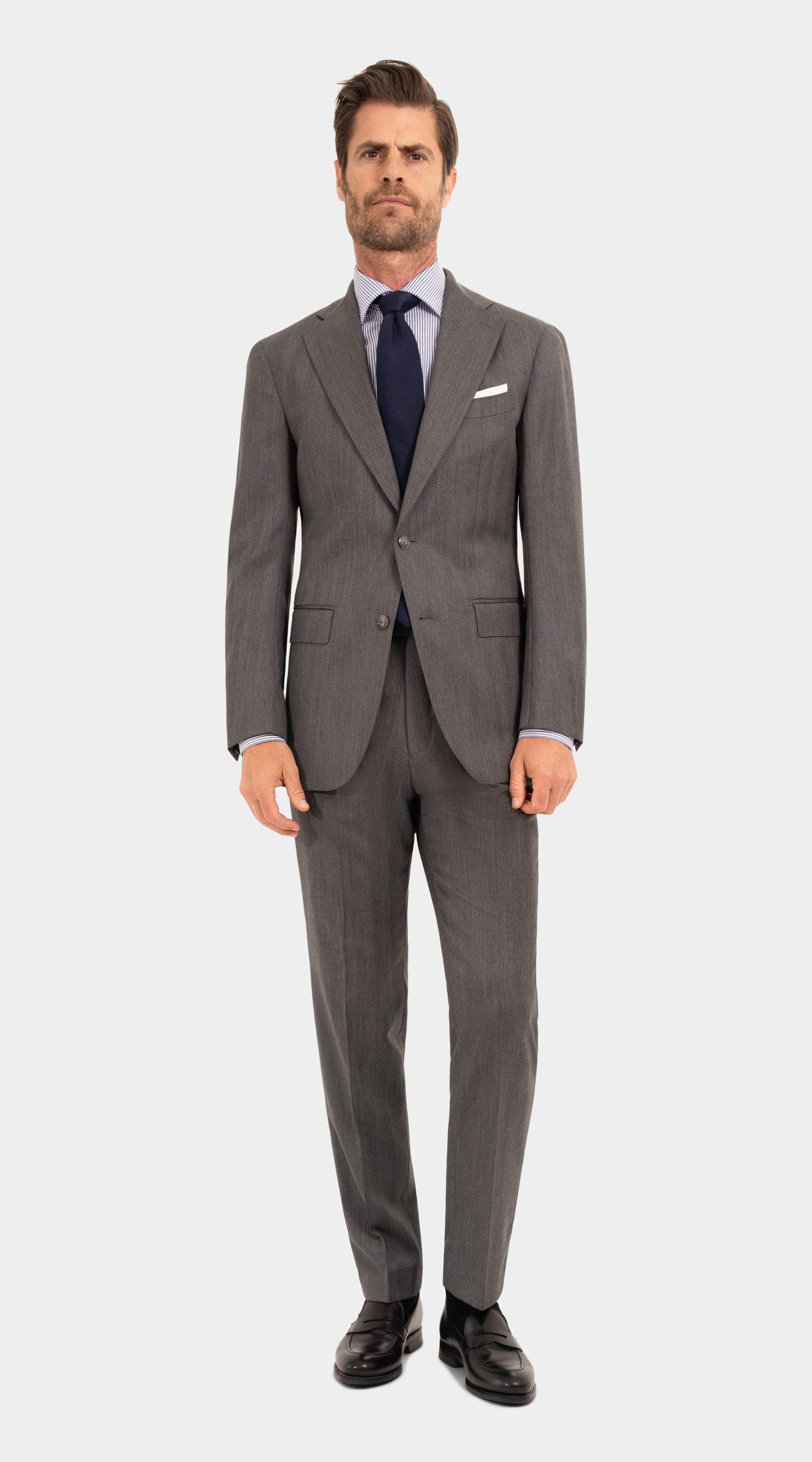Mond Grey Herringbone Superior Wool Suit