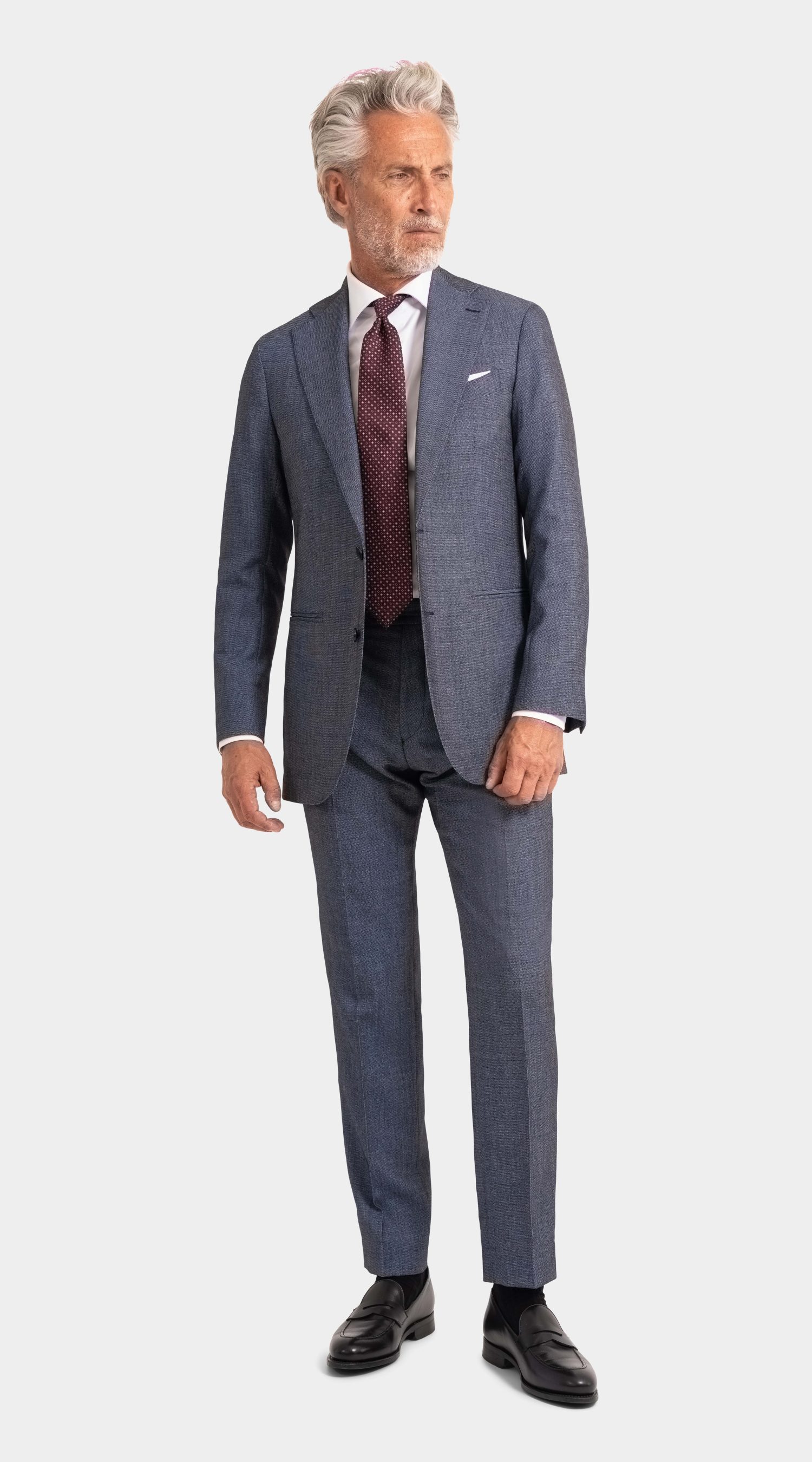 Mond Melange Blue Structured Sharkskin Superior Wool Suit