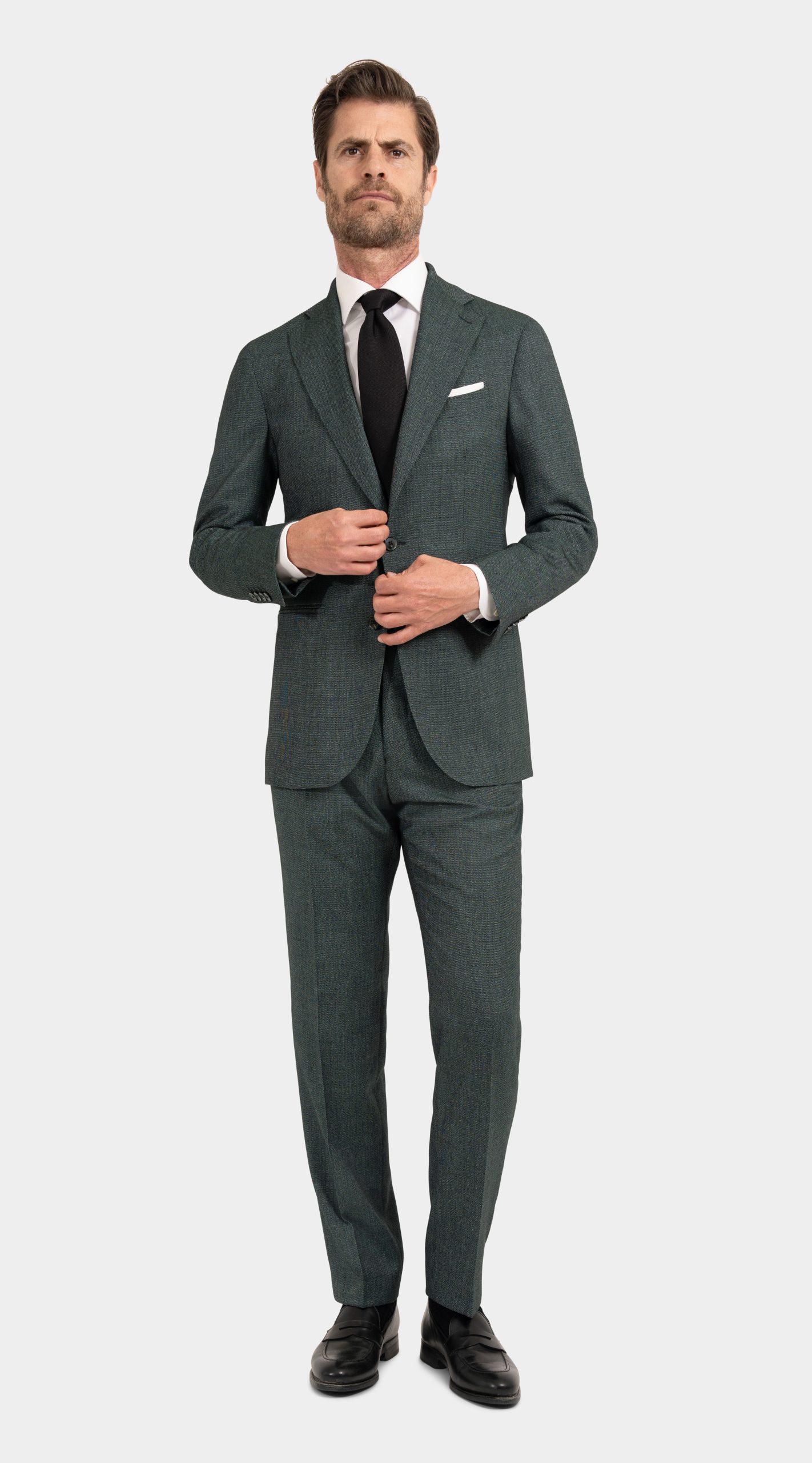 Mond Melange Green Structured Sharkskin Super S130's Suit