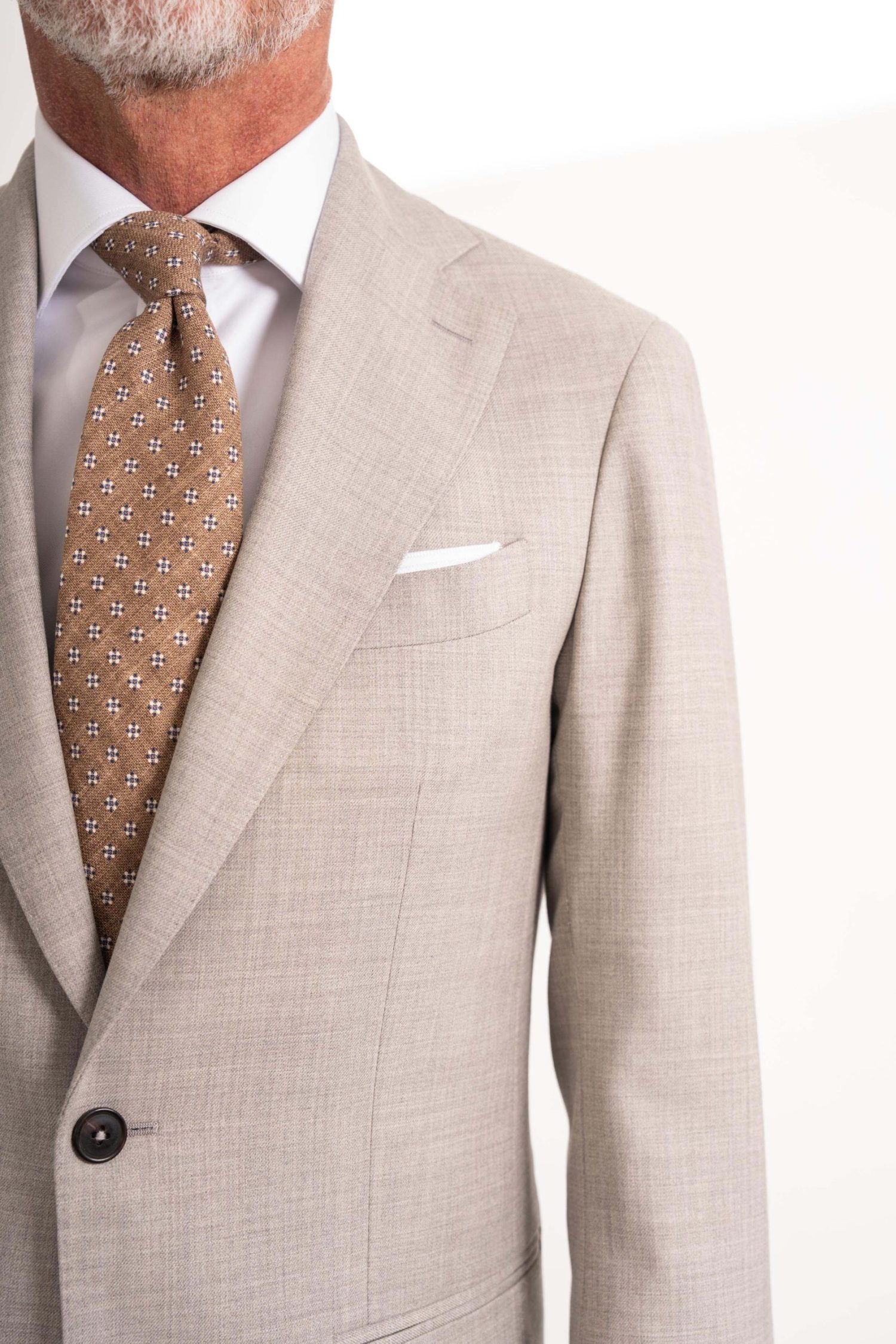 Sand Melange Superior Wool Suit Details