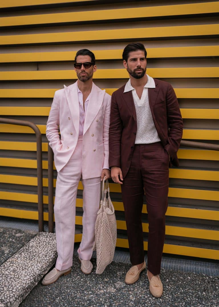 Burgundy linen suit