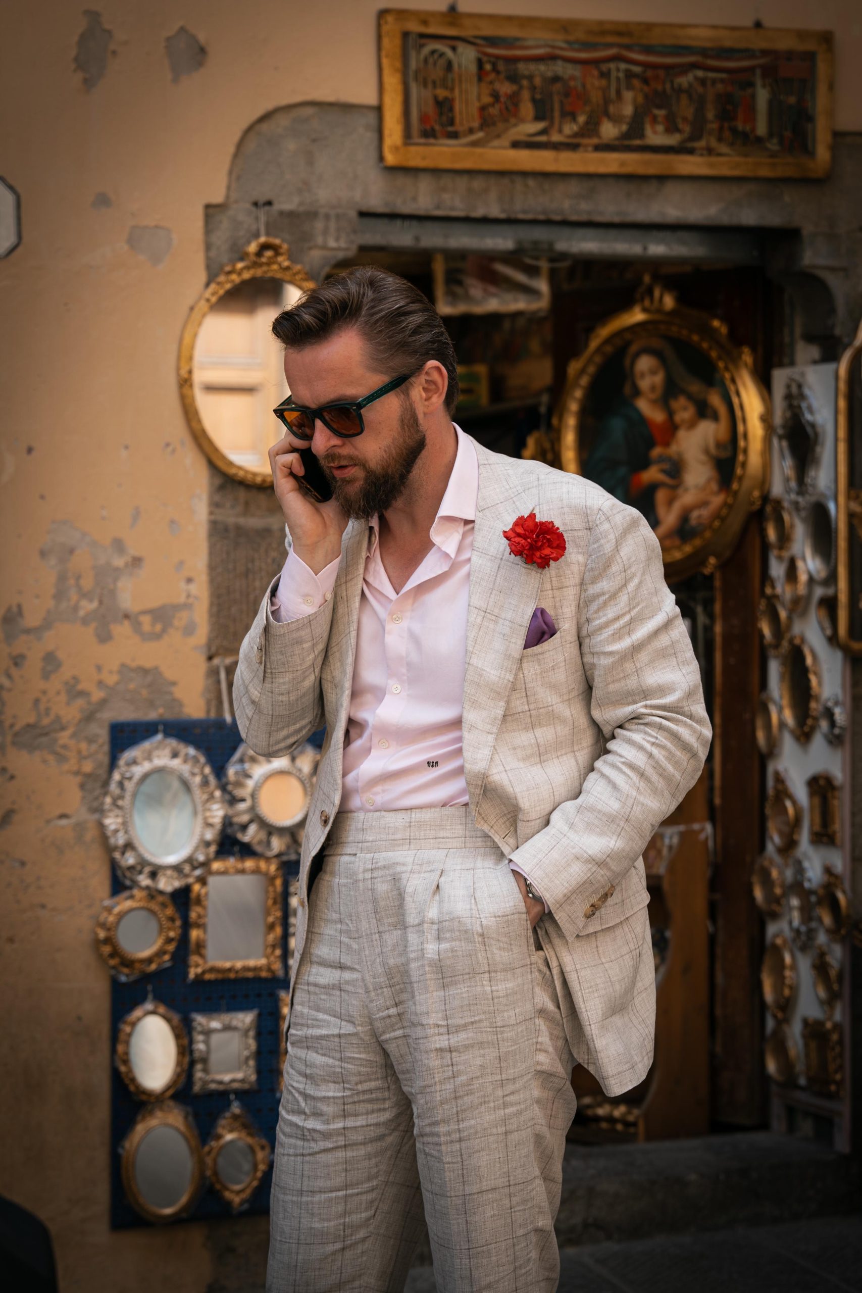 gentleman at pitti uomo wearing a checked suit