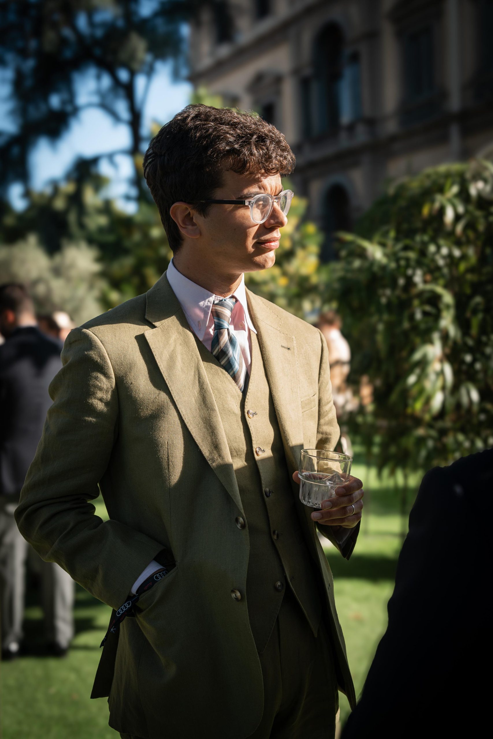 khaki three piece suit at pitti uomo 106