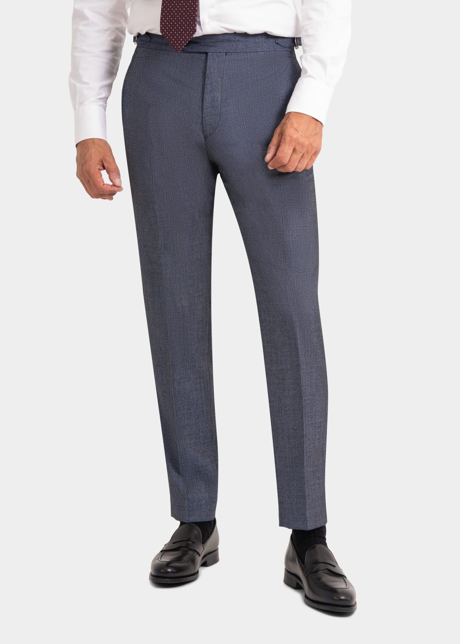 Melange Blue Structured Sharkskin Superior Wool Trousers