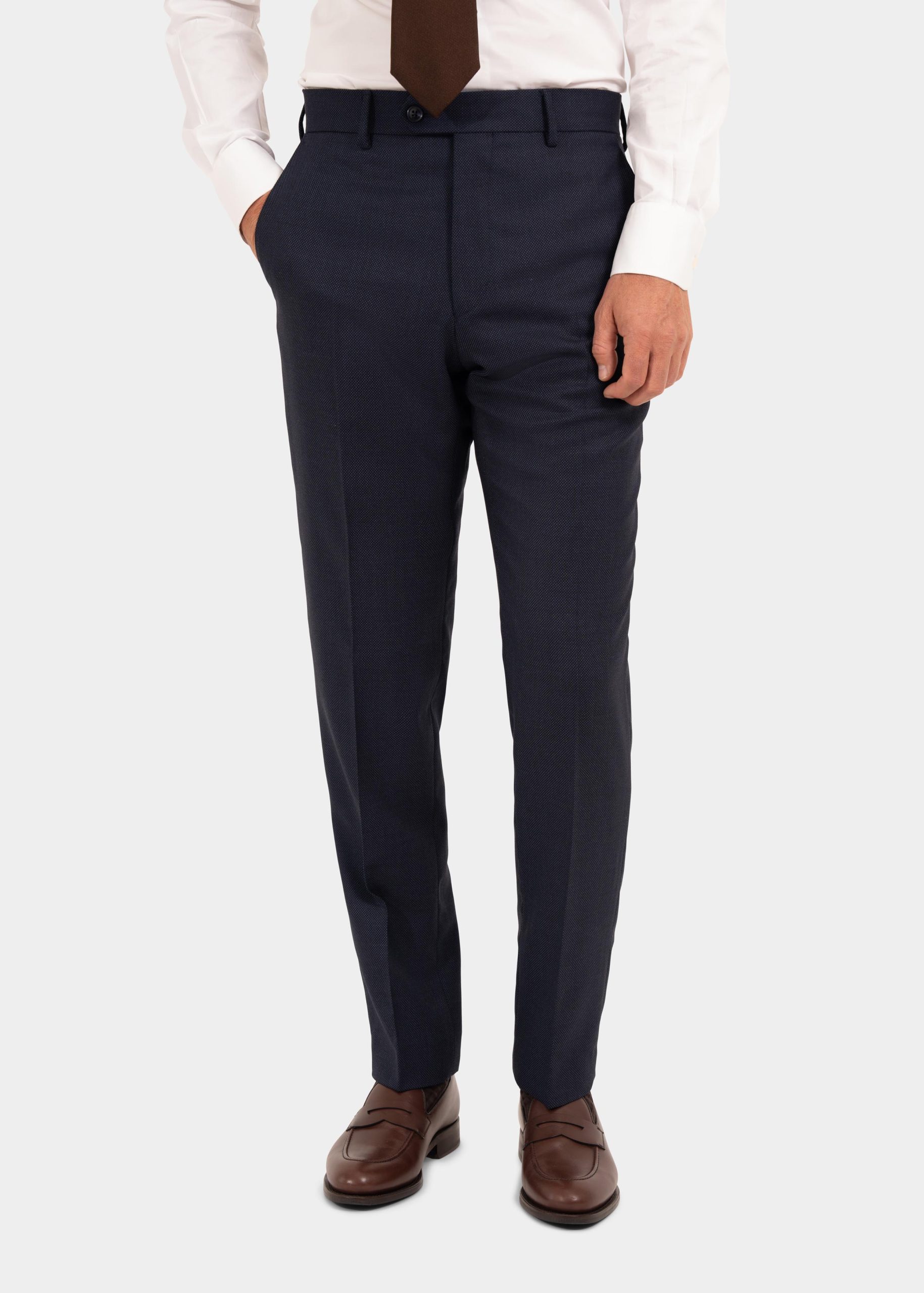 Navy Birdseye Superior Wool Suit Trousers