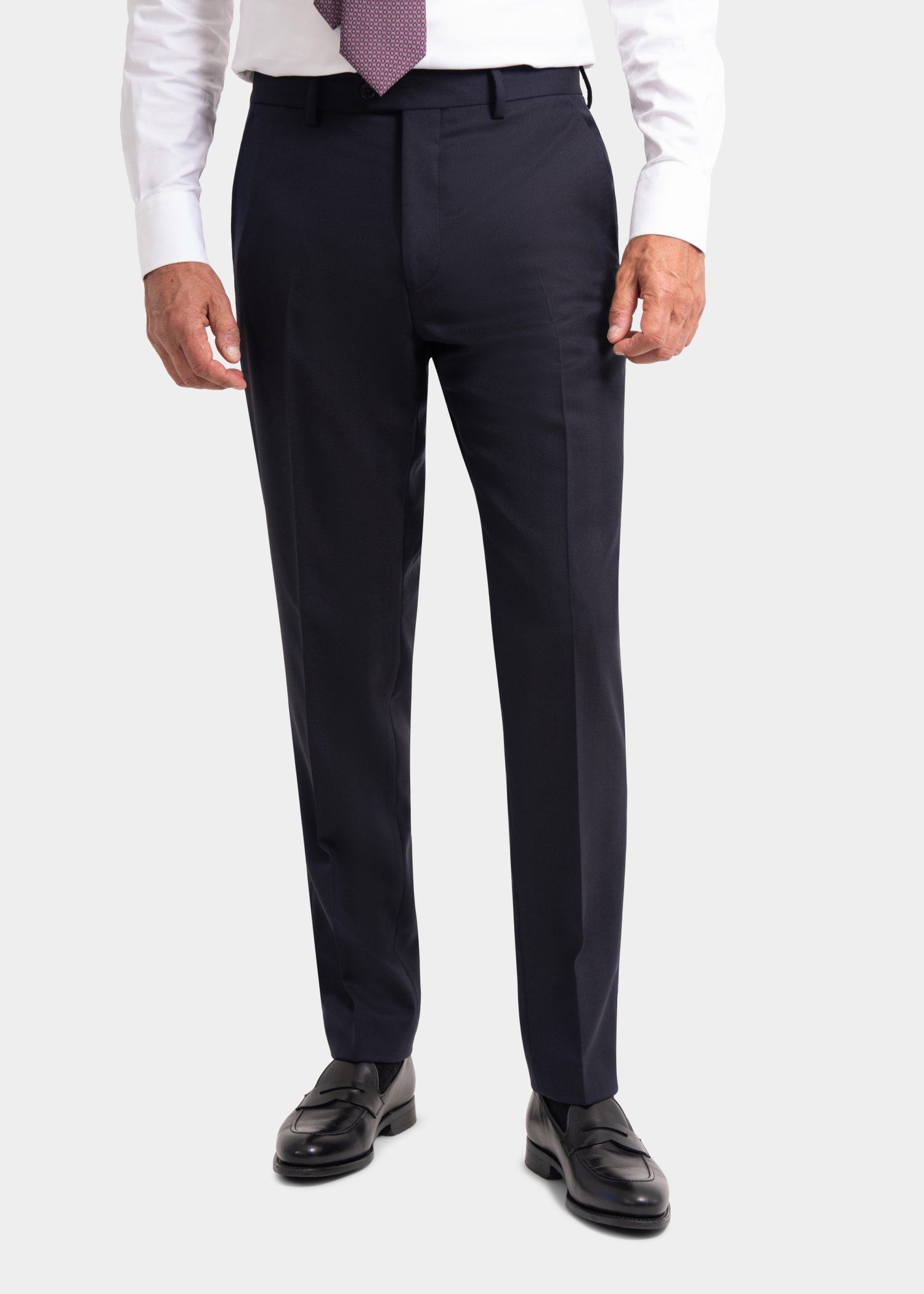 Navy Herringbone Superior Wool Trousers