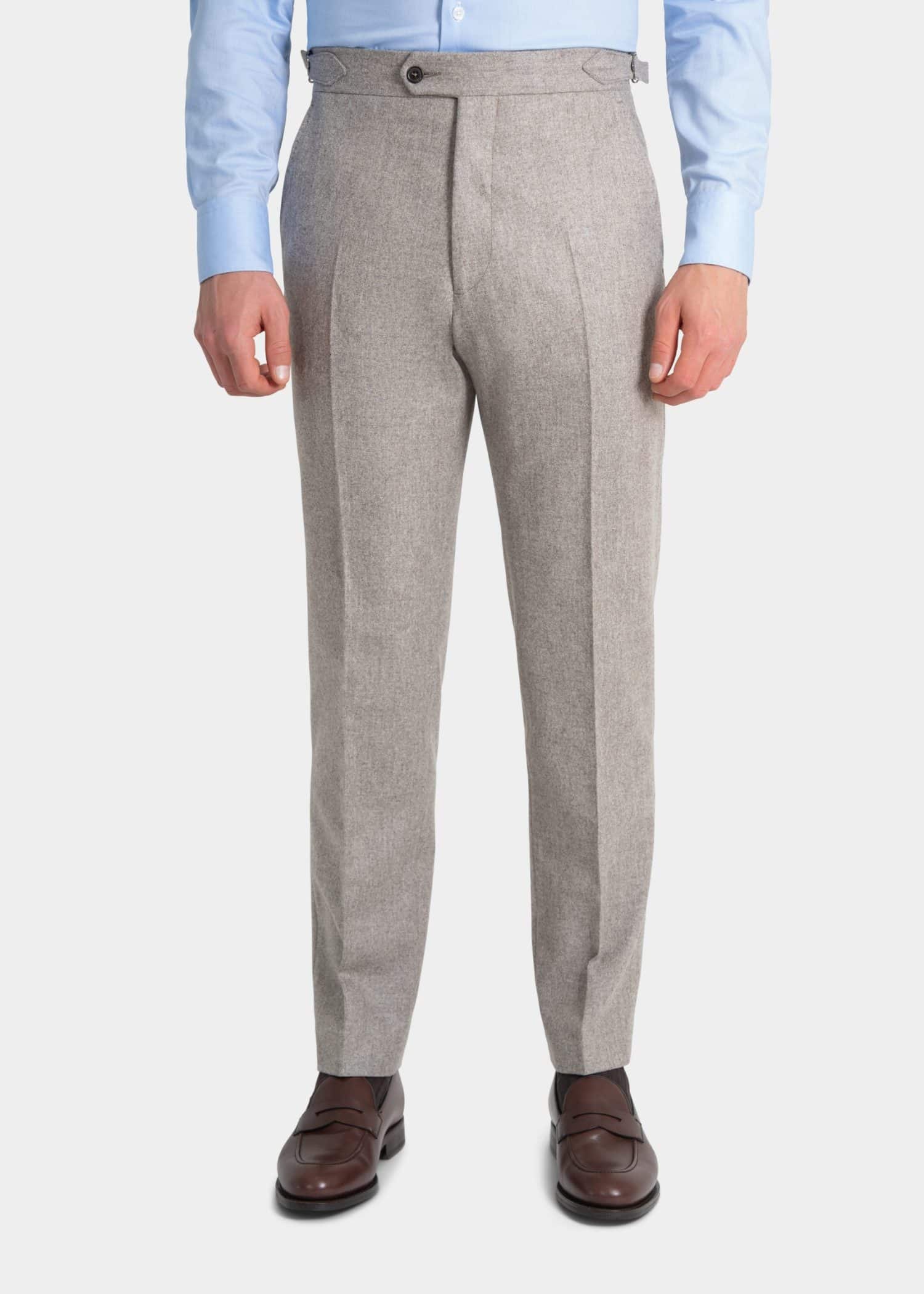 Sand heavy flannel suit trousers