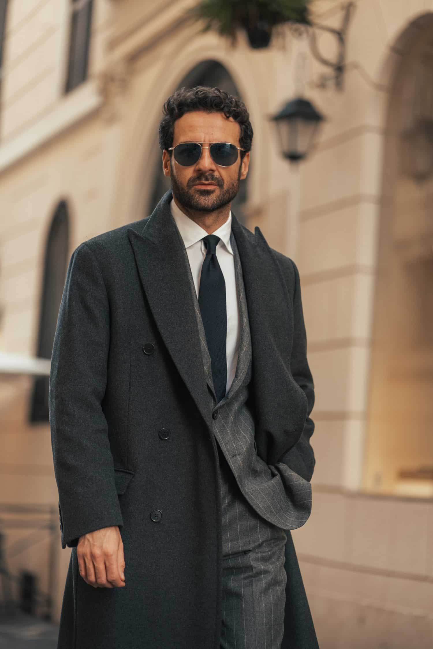 Charcoal Wool Blend Overcoat - Mond