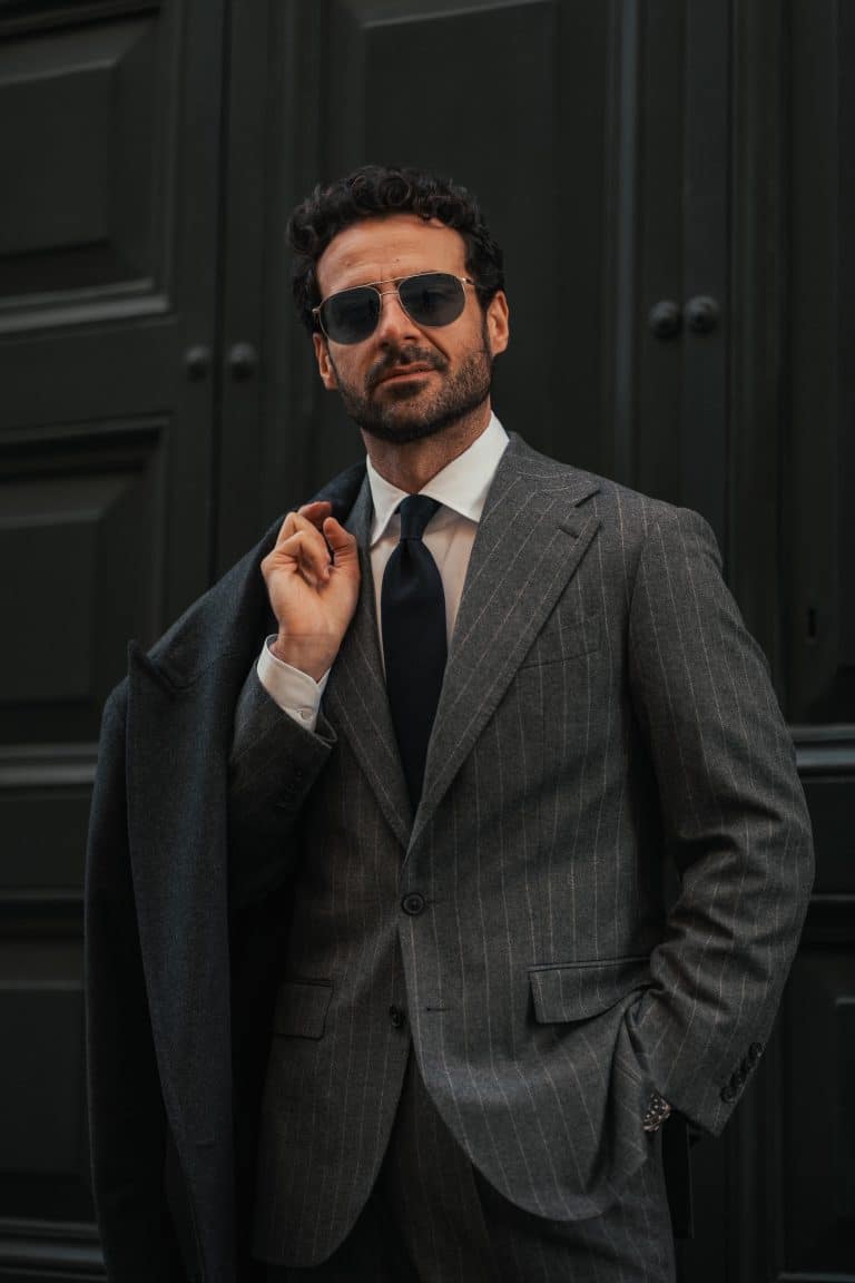 Giorgio giangiulio in a custom chalkstripe grey suit by mond. Jpeg