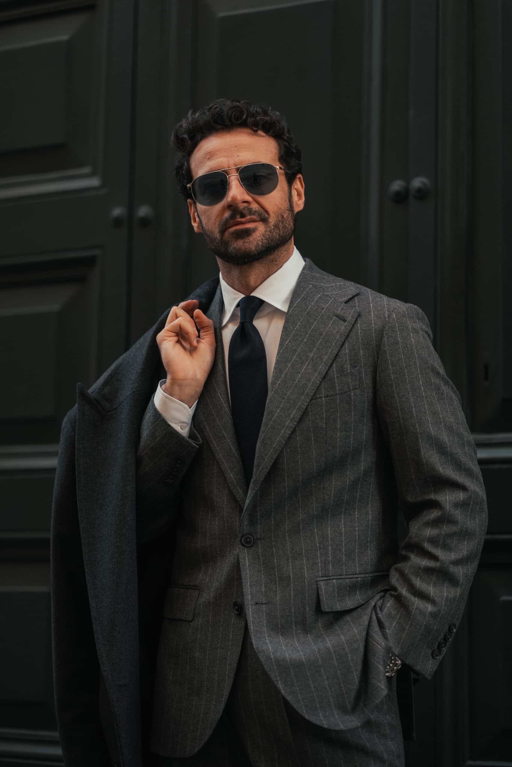 Giorgio giangiulio in a custom chalkstripe grey suit by mond. Jpeg
