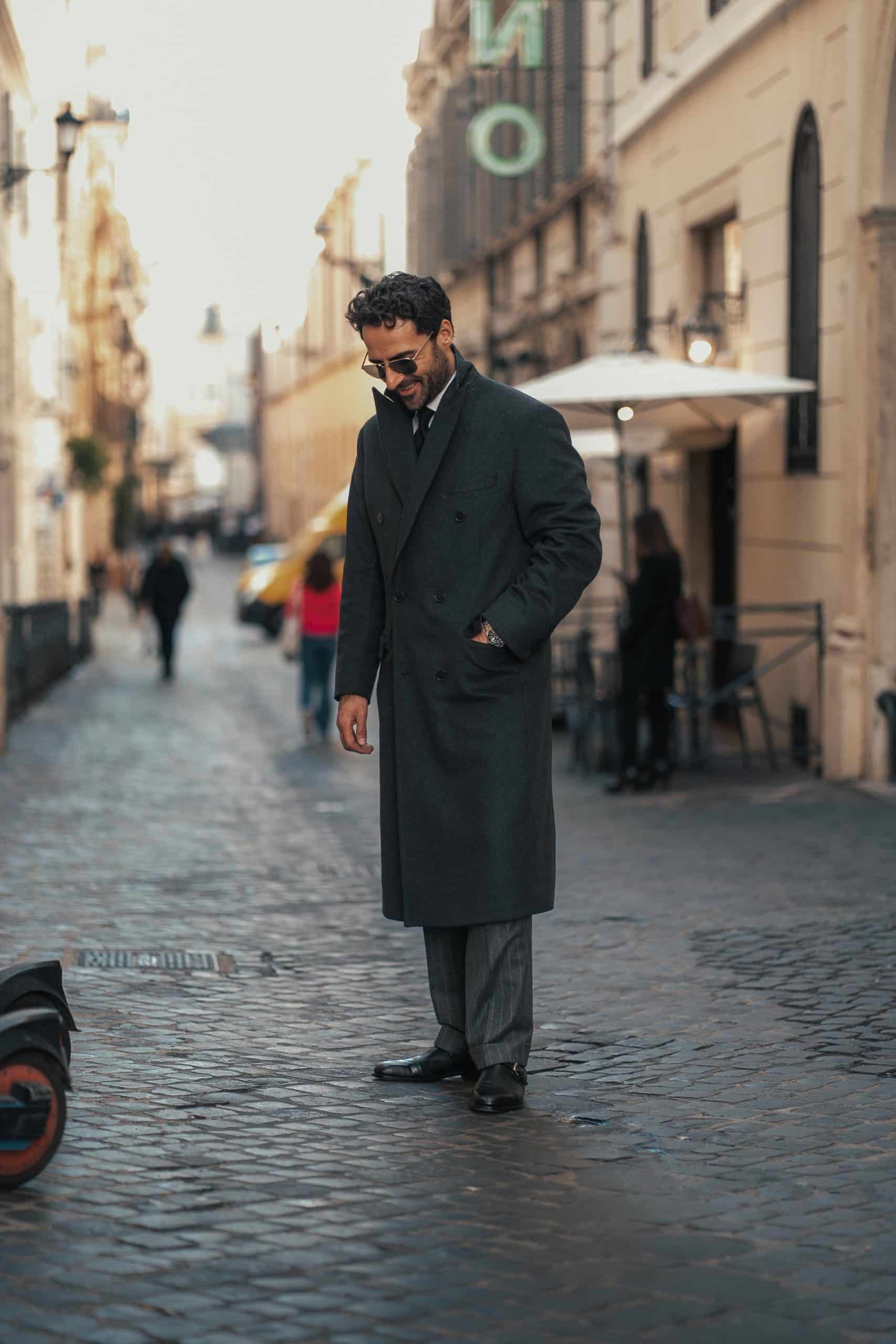 Giorgio giangiulio wearing a custom chalkstripe grey suit by mond